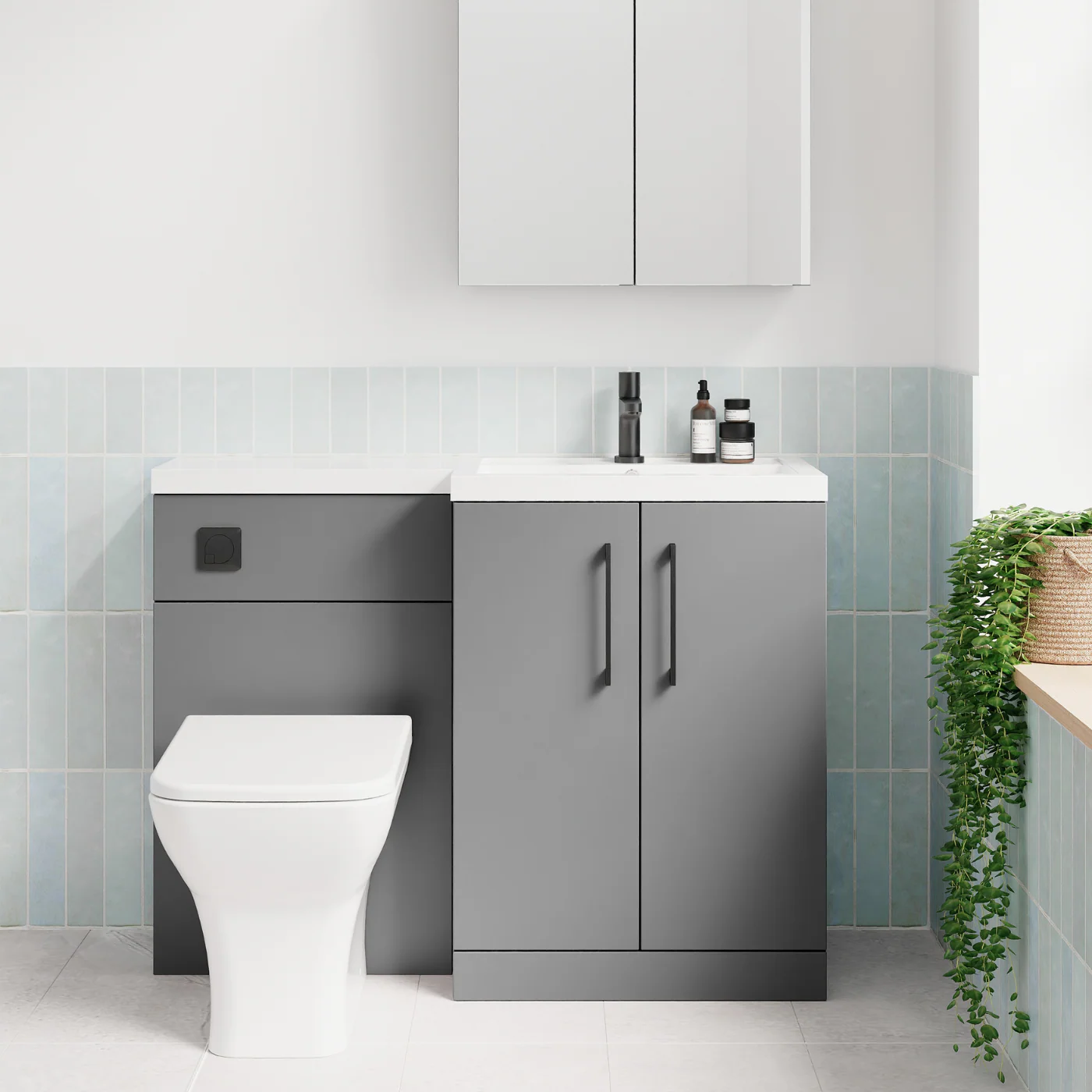Nuie Arno 1100mm Toilet & Basin Combination Unit - Satin Grey - Image 23