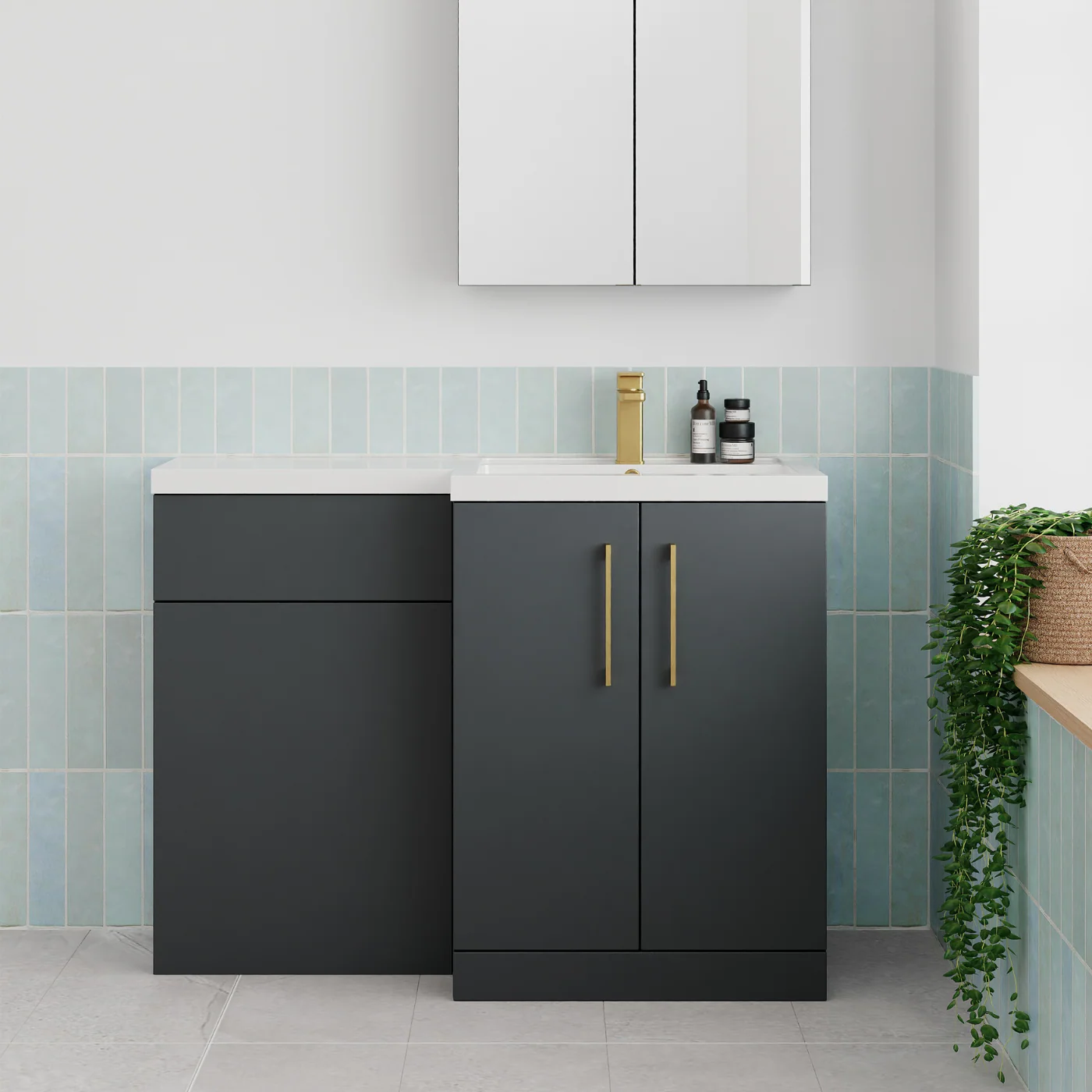 Nuie Arno 1100mm Toilet & Basin Combination Unit - Soft Black - Image 19