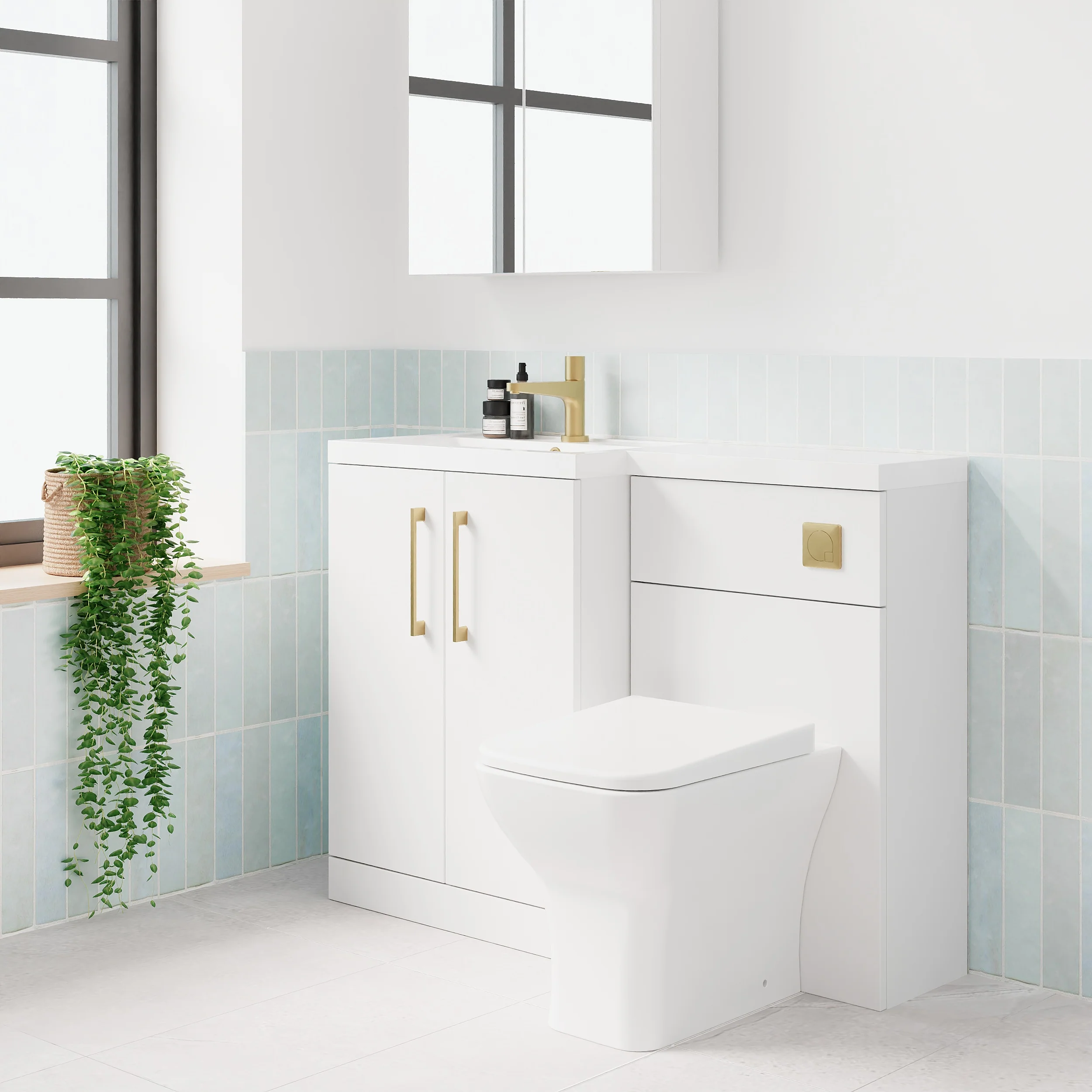 Nuie Arno 1100mm Toilet & Basin Combination Unit - White - Image 5