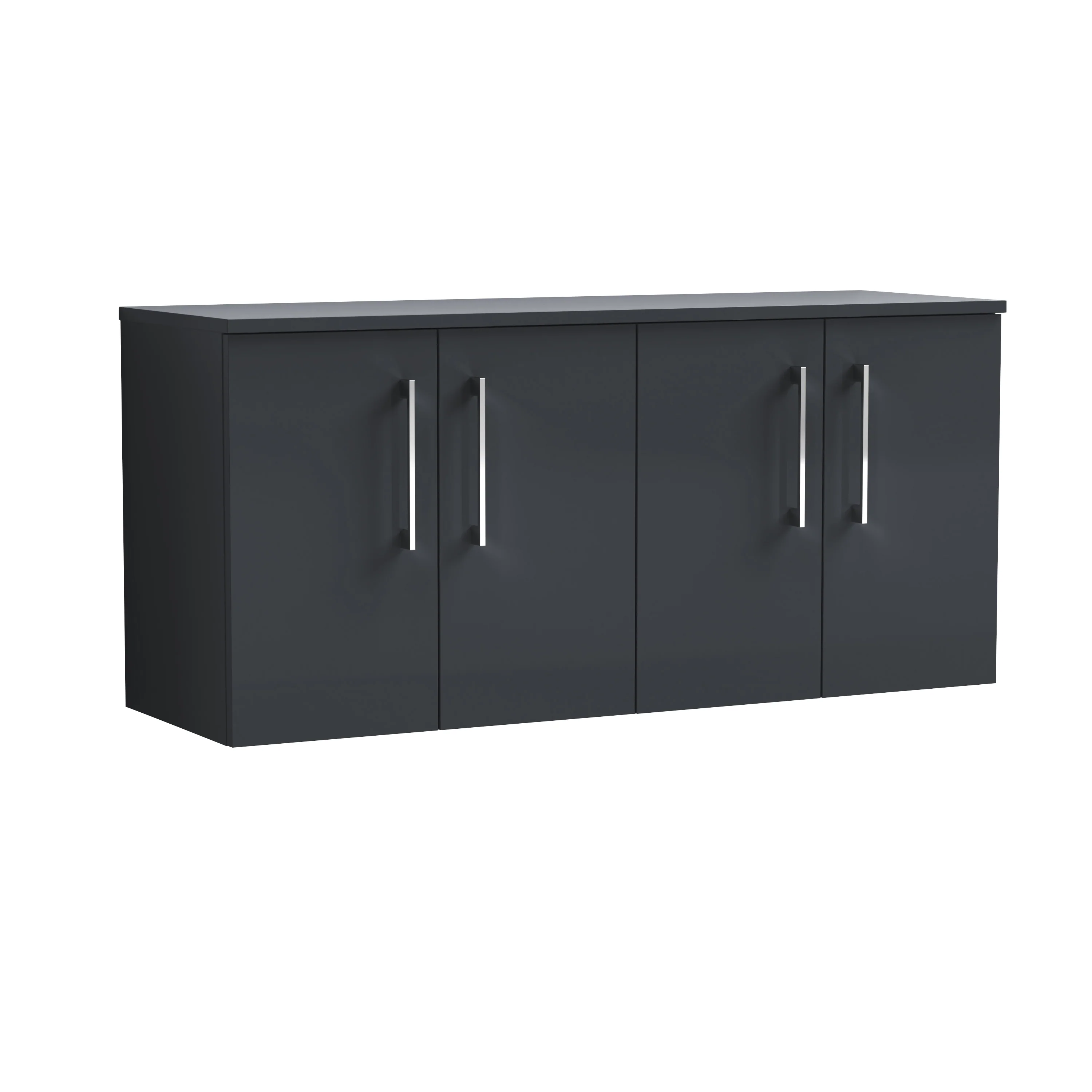 Nuie Arno 1200mm Wall Hung 4-Door Vanity & Worktop - Soft Black - Image 2