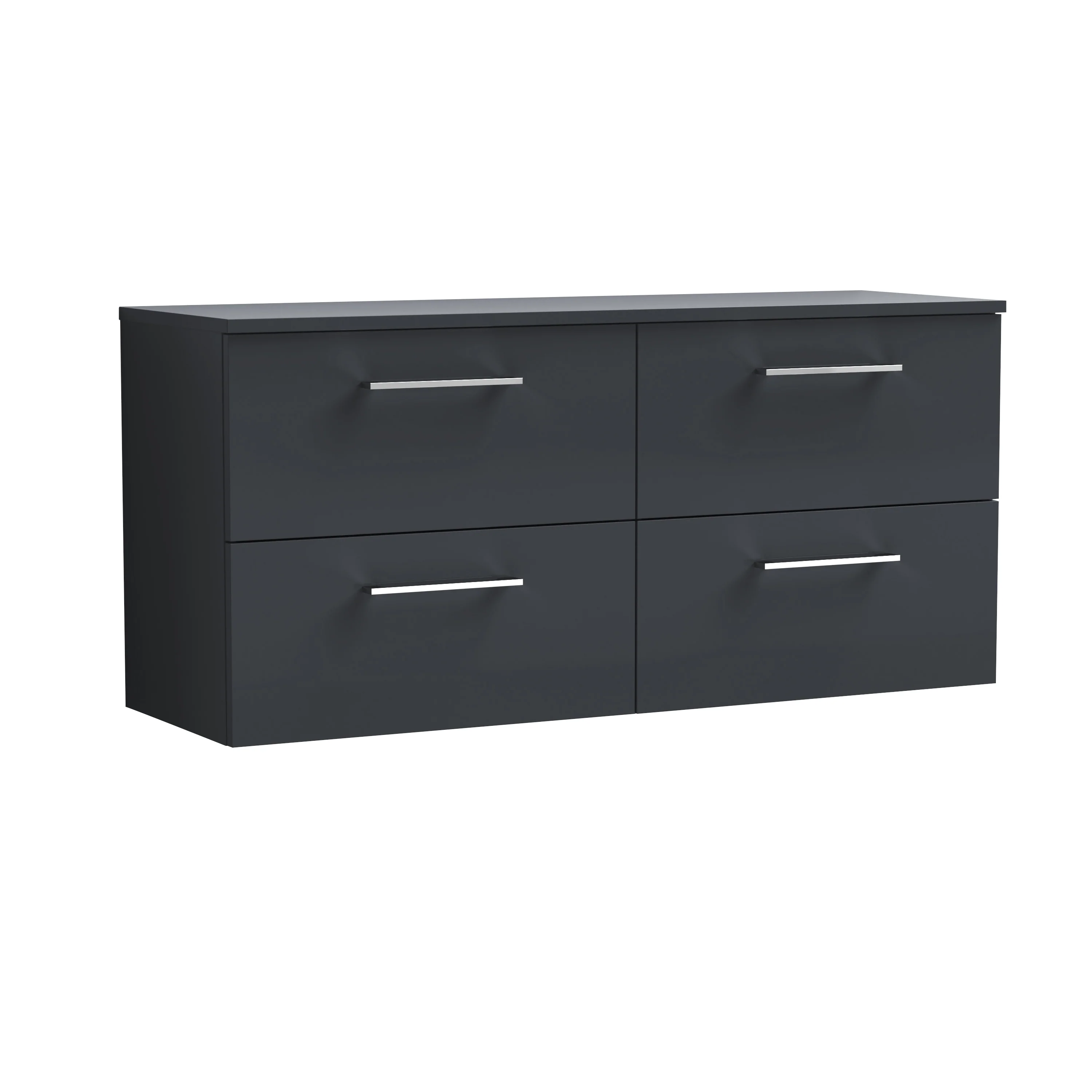 Nuie Arno 1200mm Wall Hung 4-Drawer Vanity & Worktop - Soft Black - Image 2