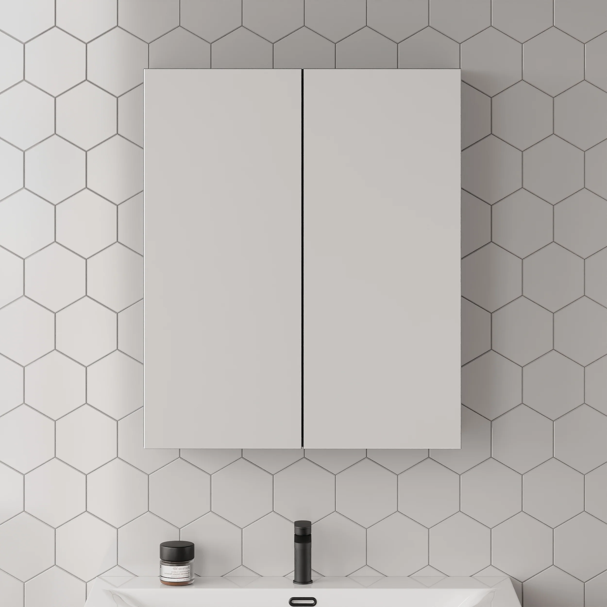 Nuie Arno 600mm Mirror Unit (50/50) - Satin Grey - Image 2