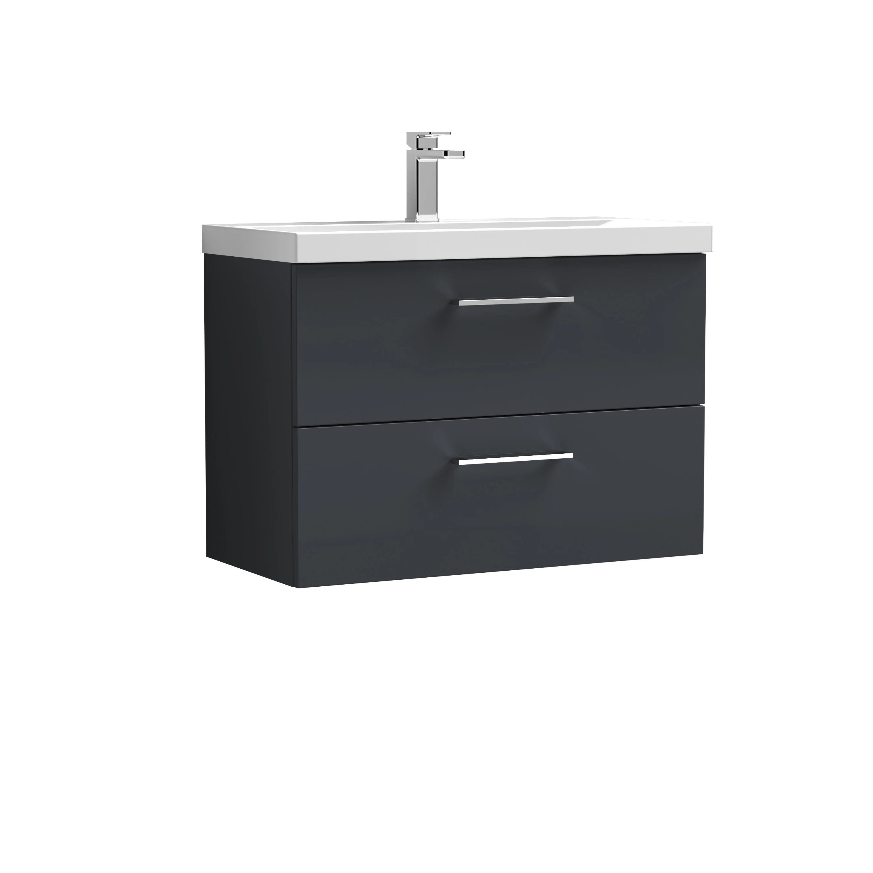 Nuie Arno 800mm Wall Hung 2-Drawer Vanity & Basin 3 - Soft Black