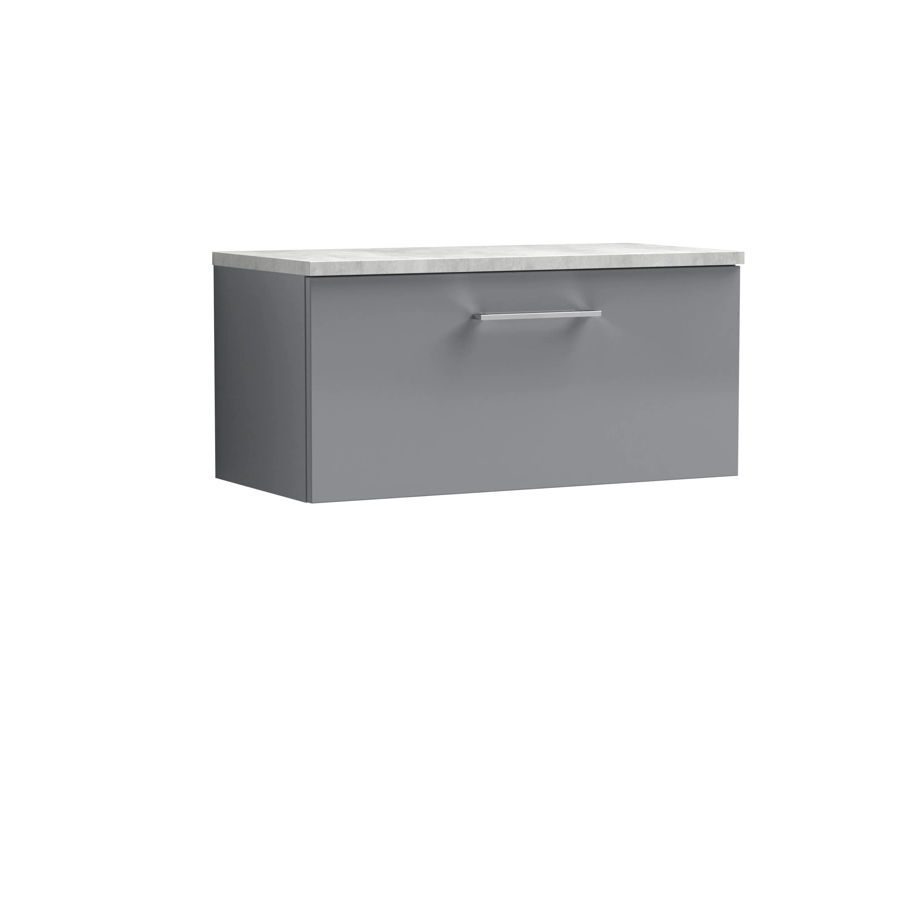 Nuie Arno 800mm Wall Hung 1-Drawer Vanity & Laminate Top - Satin Grey