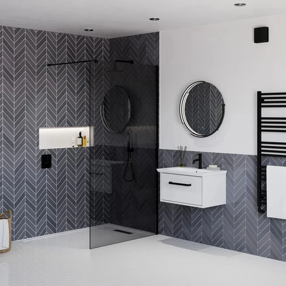 Aspect Curve TrioTone® Floating edge LED Illuminated Frame Mirror - 600 x 600 - Black - Image 3