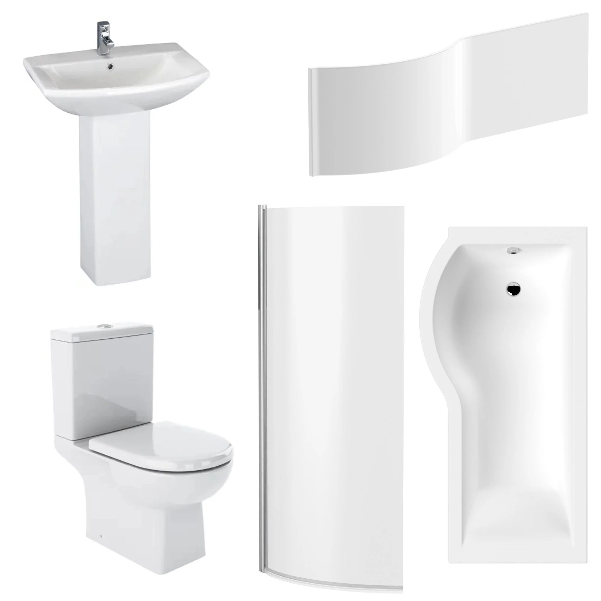 Asselby 1500mm P Shape Shower Bathroom Suite