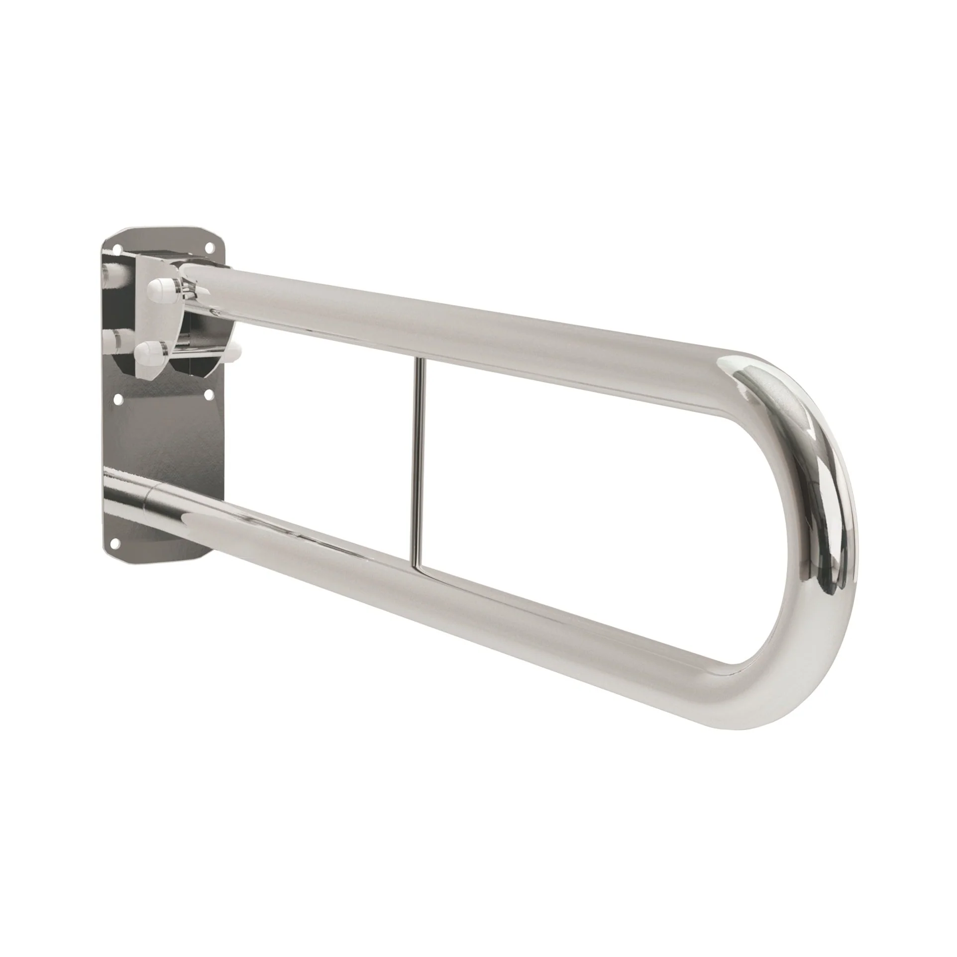 Assisted Living Double Arm Hinged Support Rail Stainless Steel 760mm- Mirror Polish