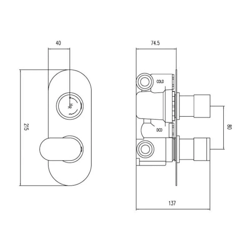 Asta Round Concealed Shower Valve with Diverter Dual Handle Chrome - Image 2
