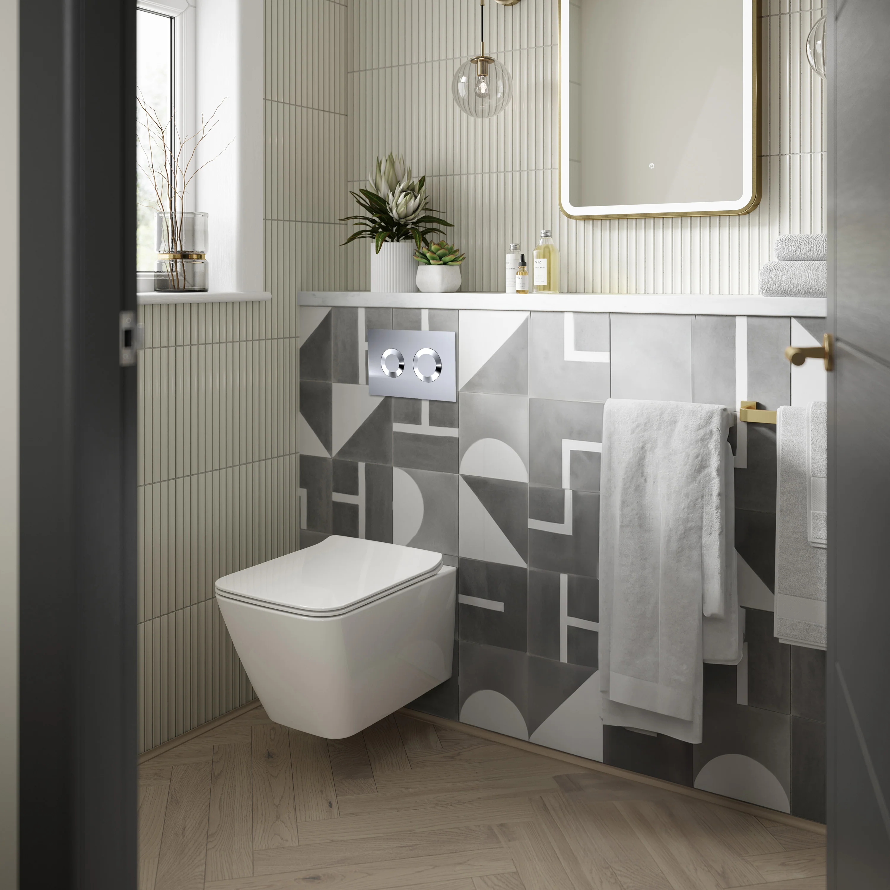 Ava Concealed Cistern Frame Wall Hung Pan & Soft Close Seat - Round Plate - Image 2