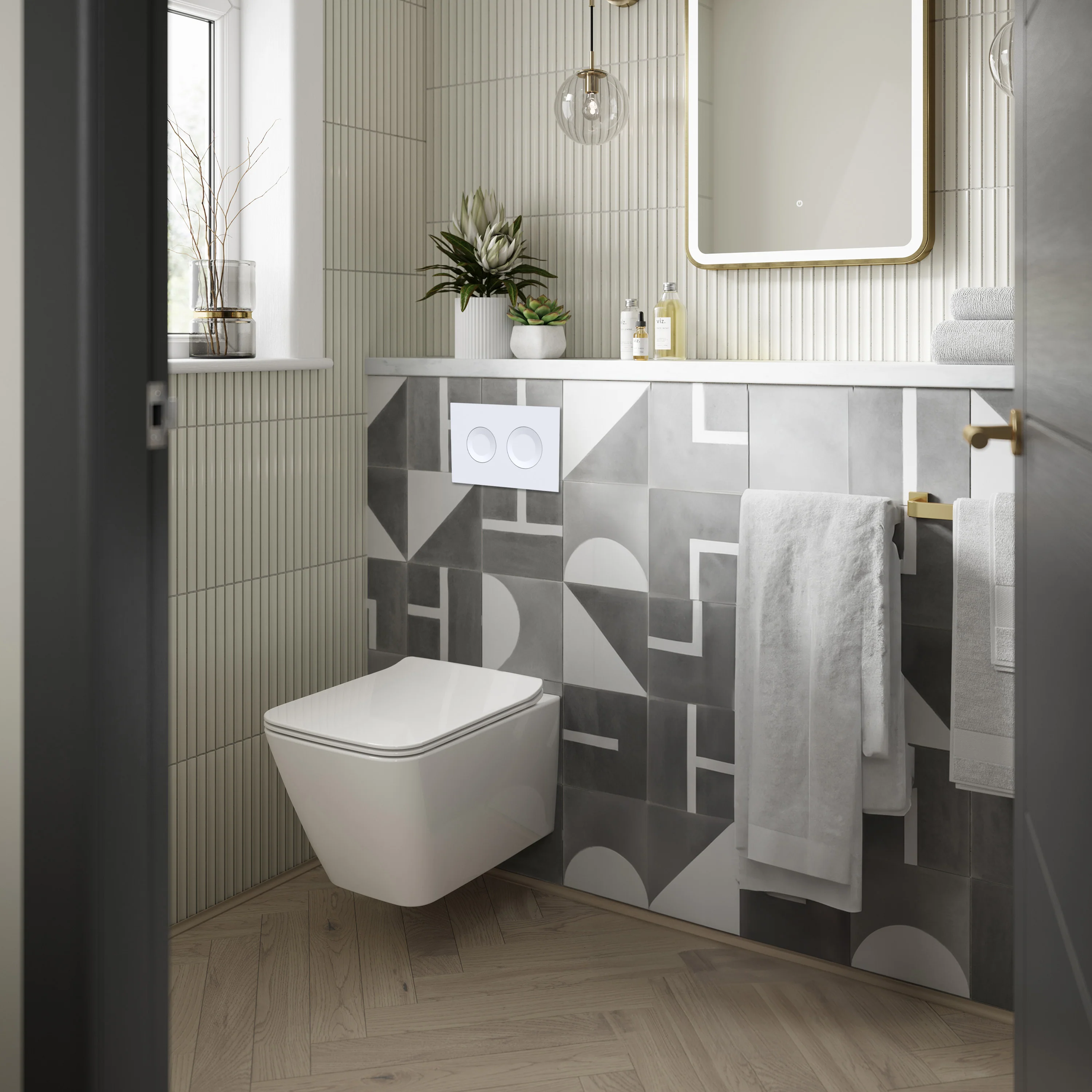 Ava Concealed Cistern Frame Wall Hung Pan & Soft Close Seat - Round Plate - Image 3