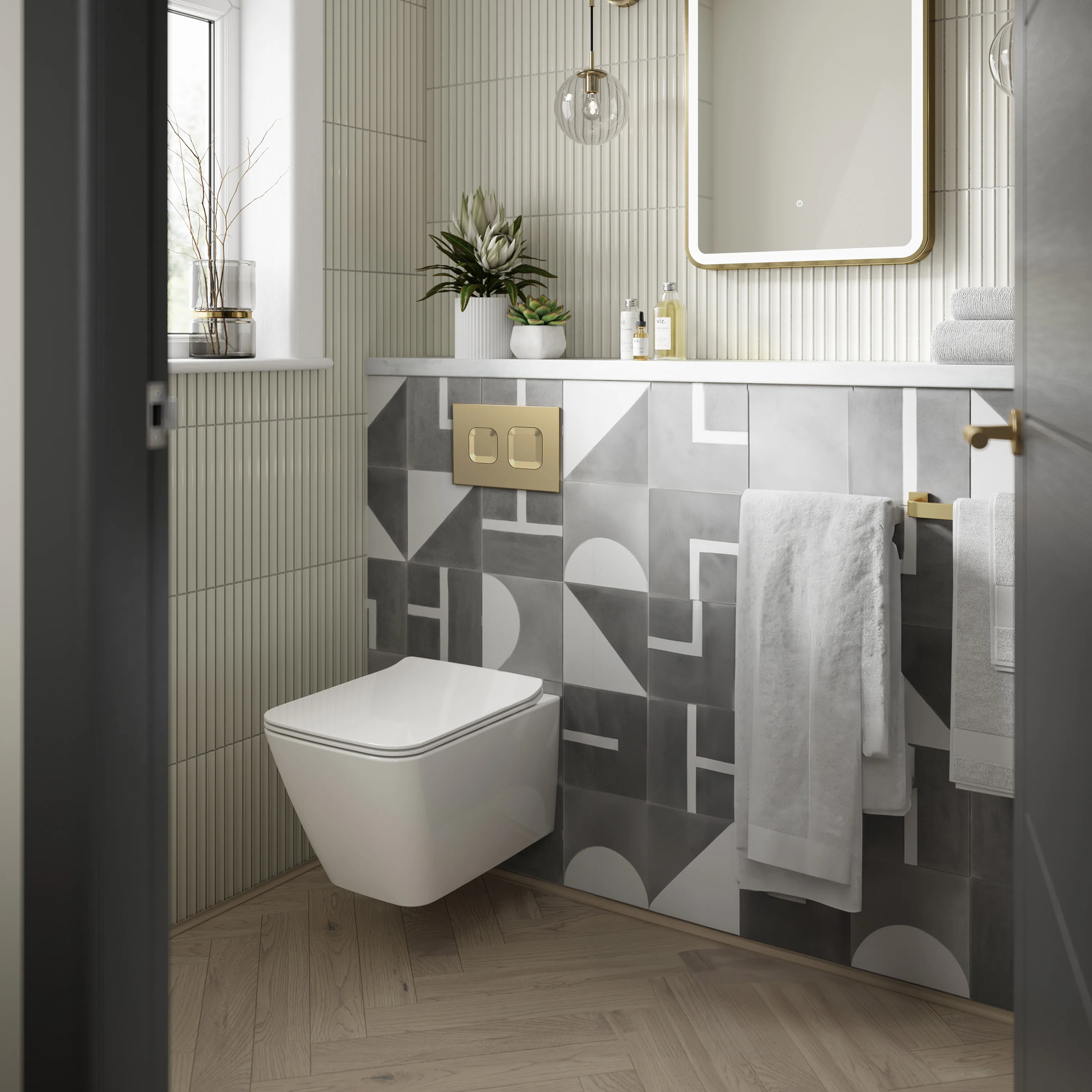 Ava Concealed Cistern Frame Wall Hung Pan & Soft Close Seat - Square Plate - Image 5