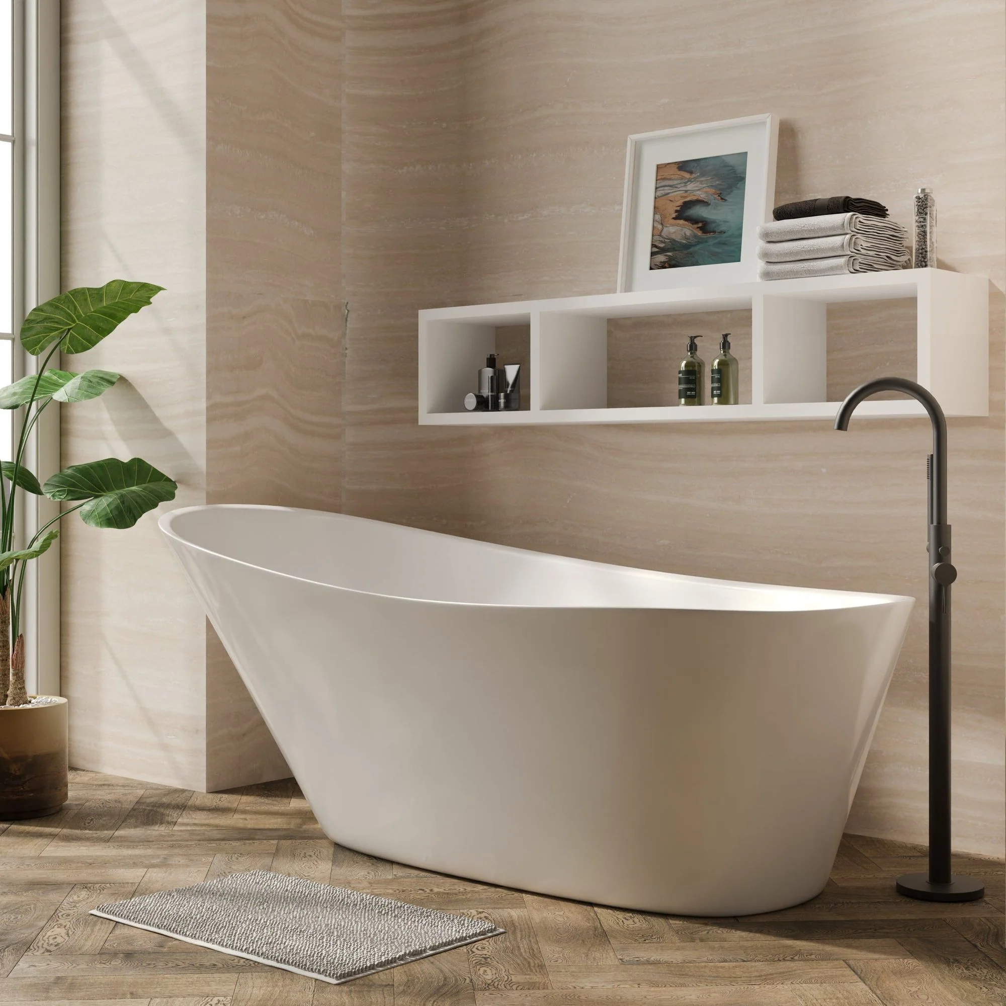 Asselby Freestanding Serenity Slipper Vanity Bath Suites - 1500 x 750 - Image 2