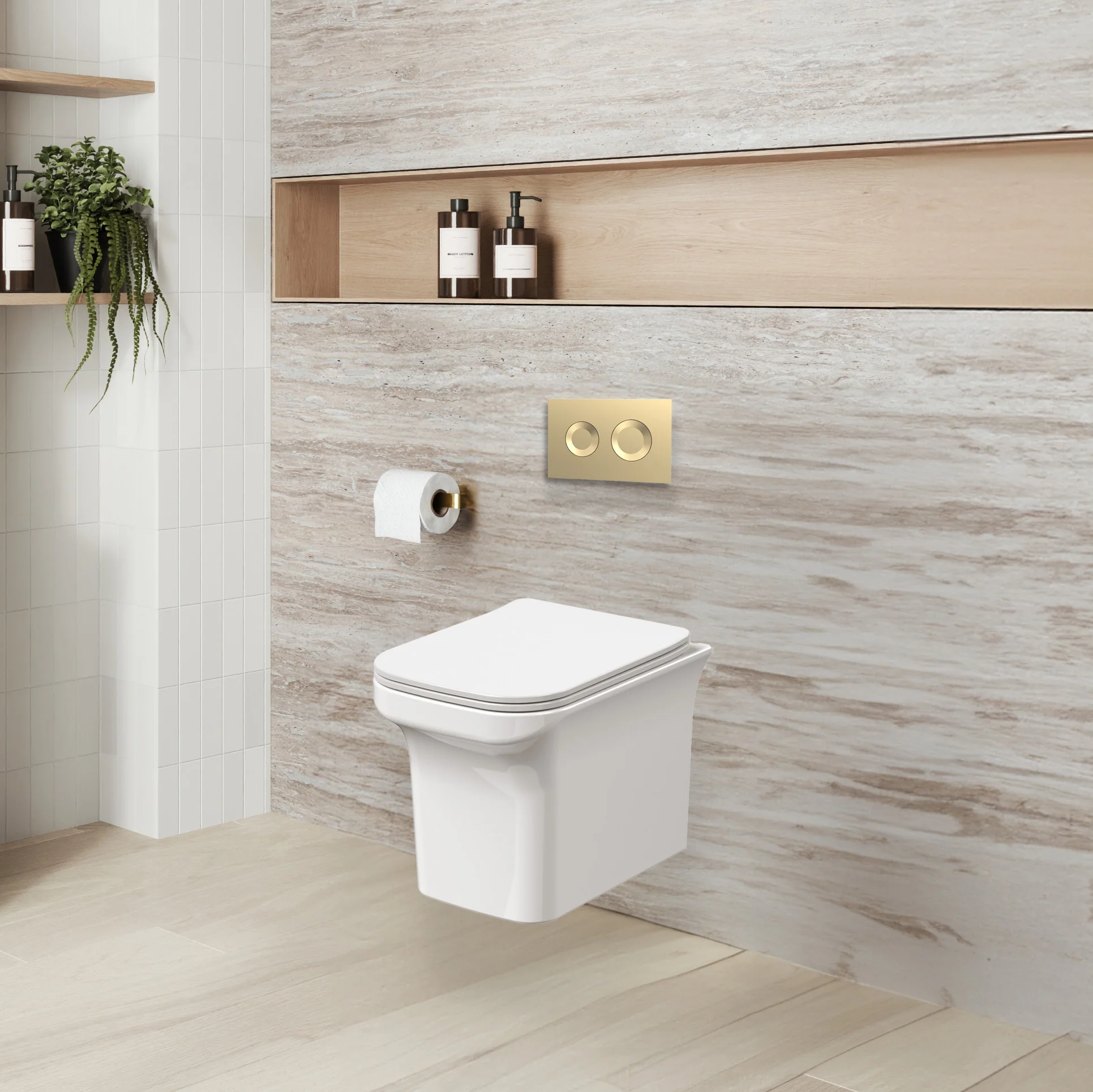 Ava Mid-Height Concealed Cistern Frame Wall Hung Rimless Toilet Pan & Sandwich Soft Close Seat - Round Plate - Image 5