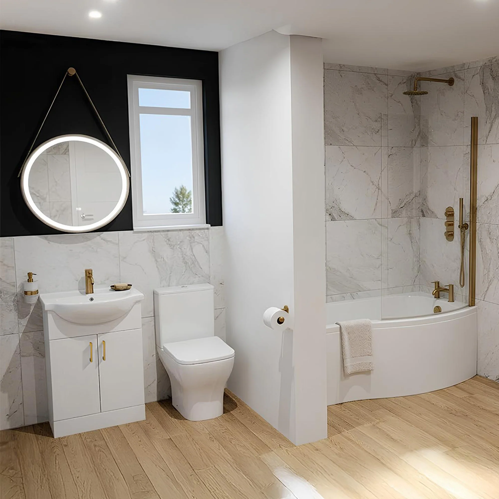 Ava Vanity 1600mm P Shape Shower Bathroom Suite - Image 7