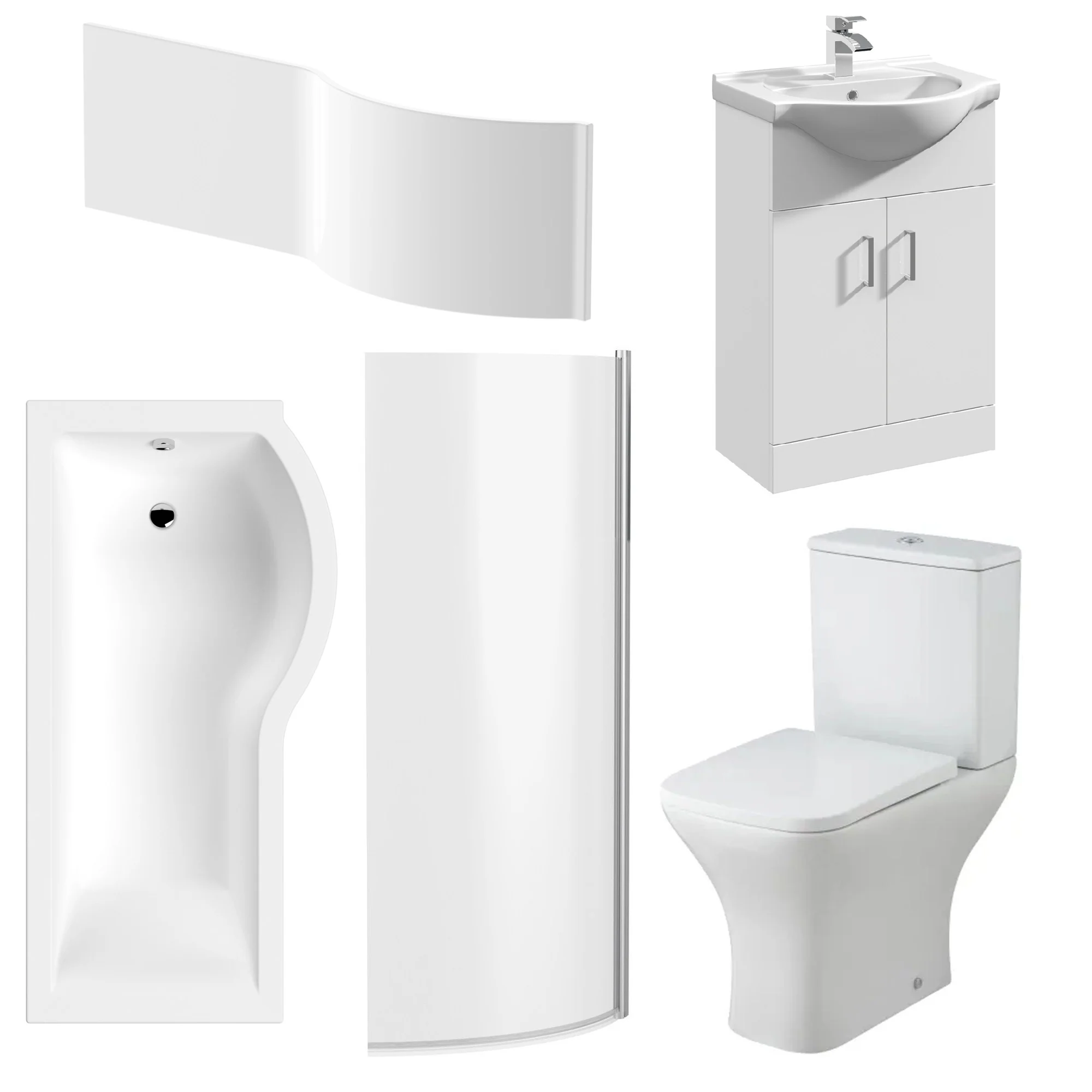 Ava Vanity 1600mm P Shape Shower Bathroom Suite - Image 2