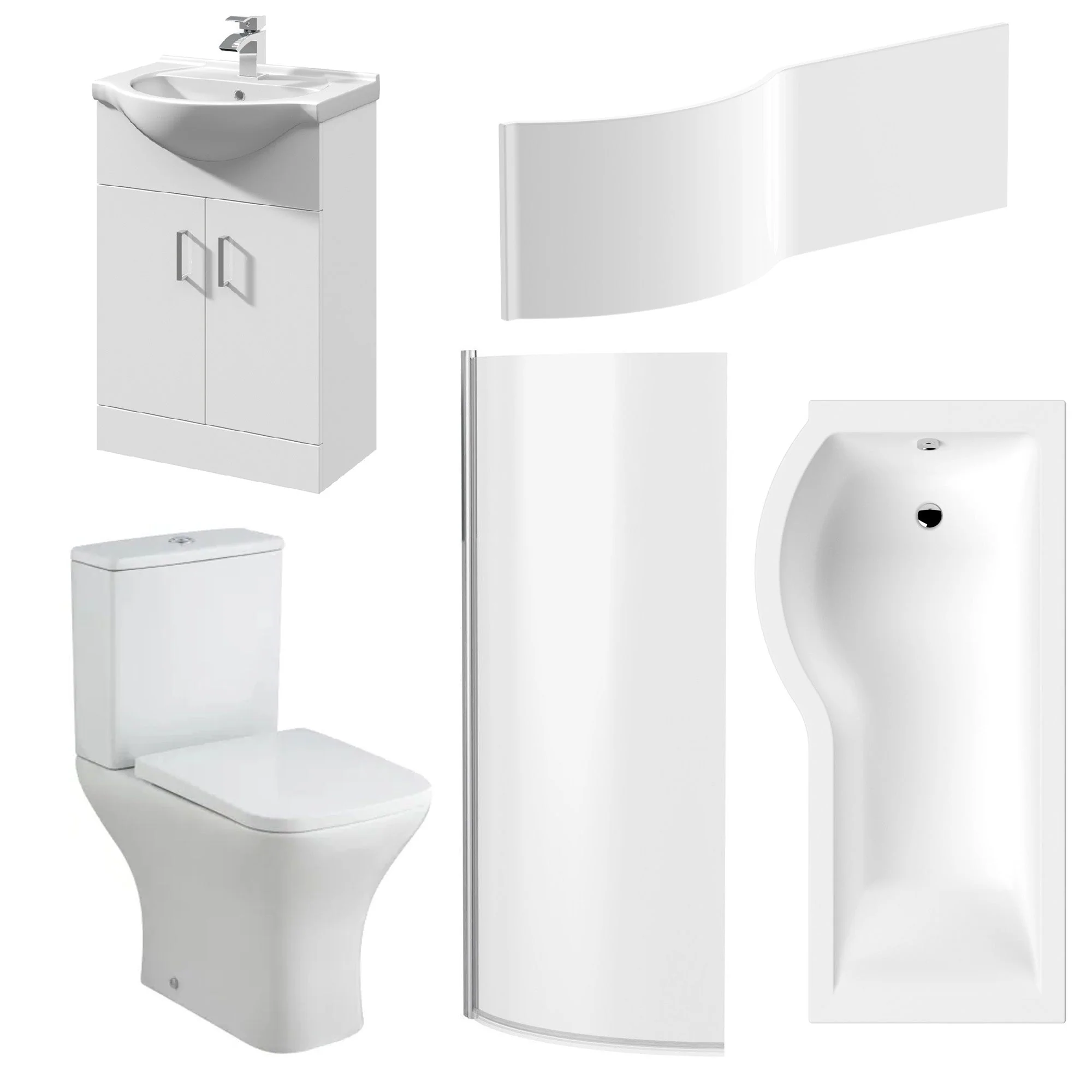 Ava Vanity 1600mm P Shape Shower Bathroom Suite - Image 3