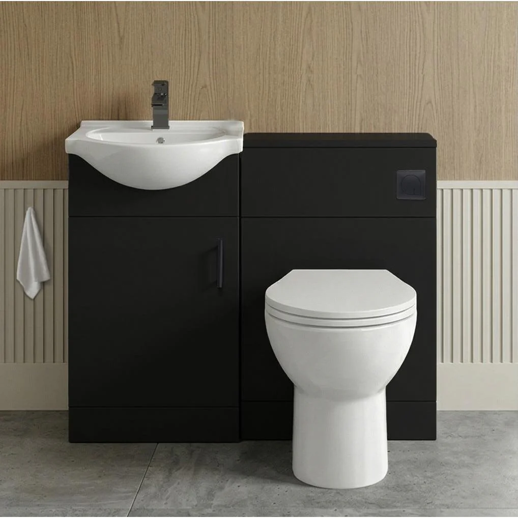 Axle Floor Standing 450mm Round Basin Vanity WC Combination - Soft Black - Image 3