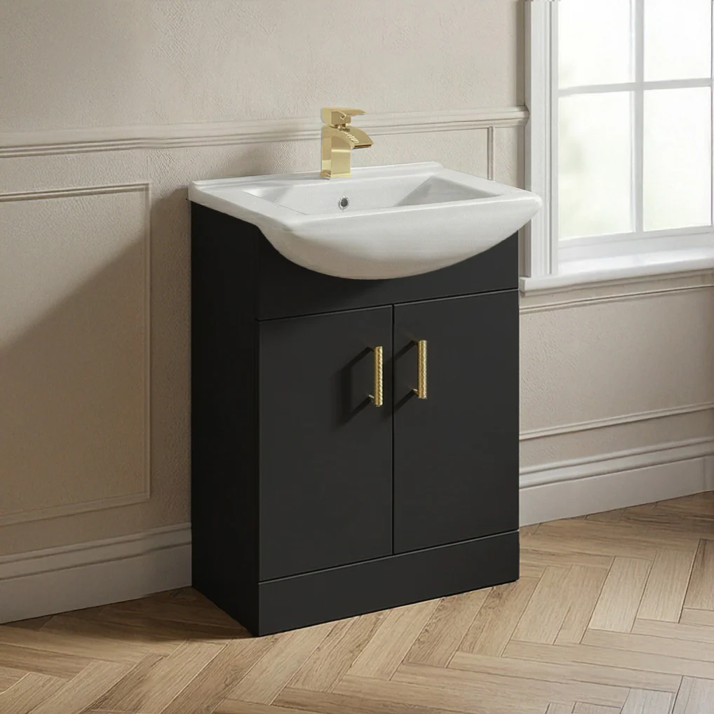 Axle Floor Standing Vanity 650mm Square Basin Unit - Soft Black