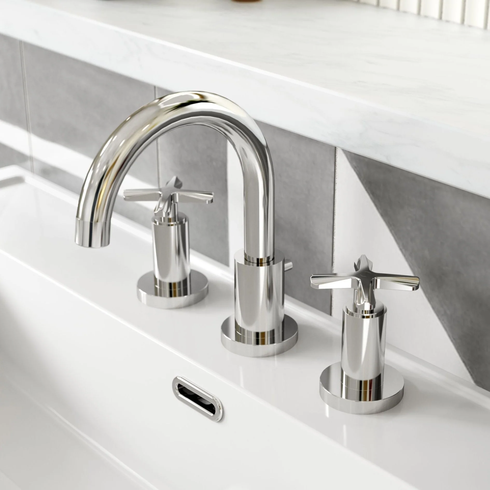 Aztec 3 Tap Hole Basin Mixer - Chrome