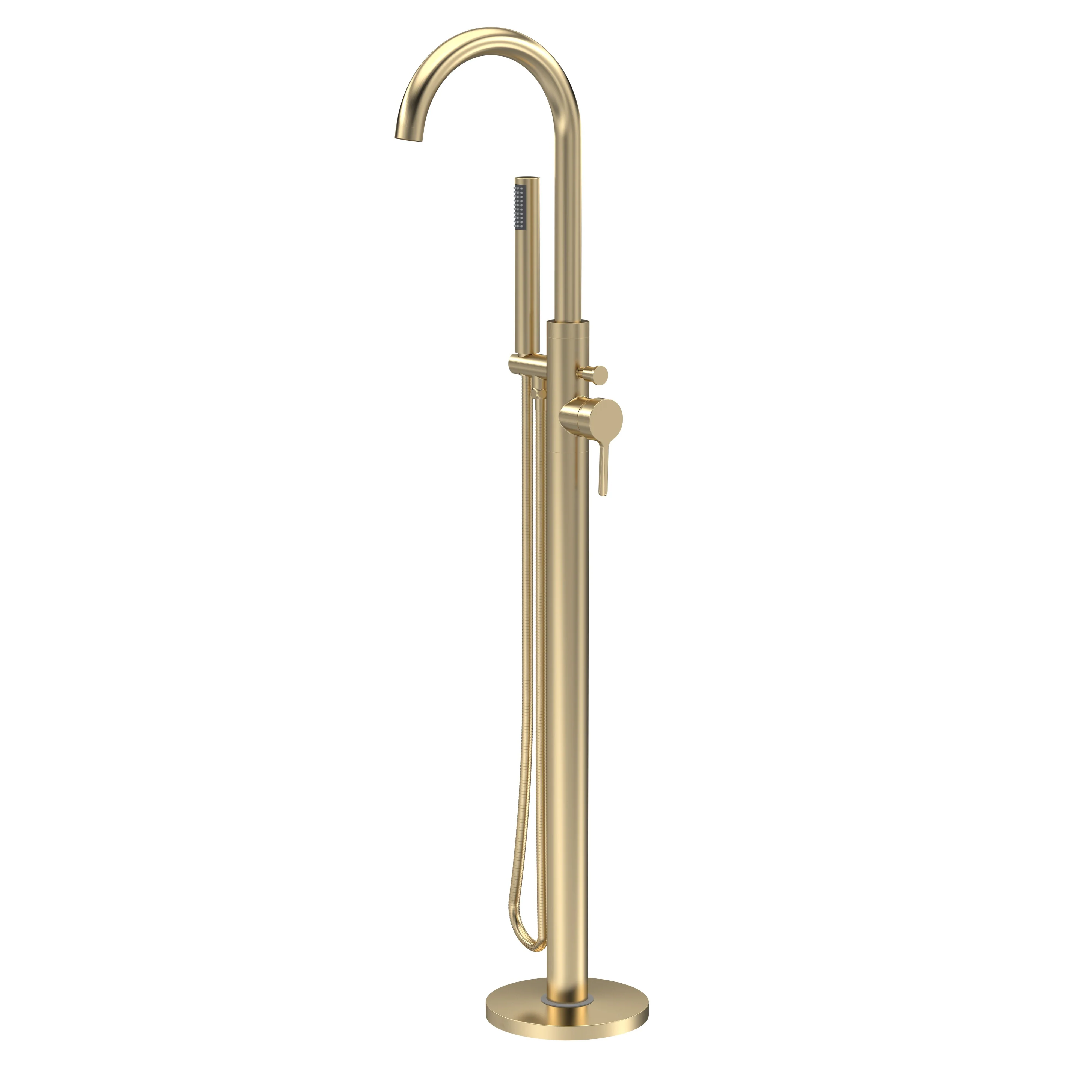 Aztec Tec Floor Standing Bath Shower Mixer - Brushed Brass