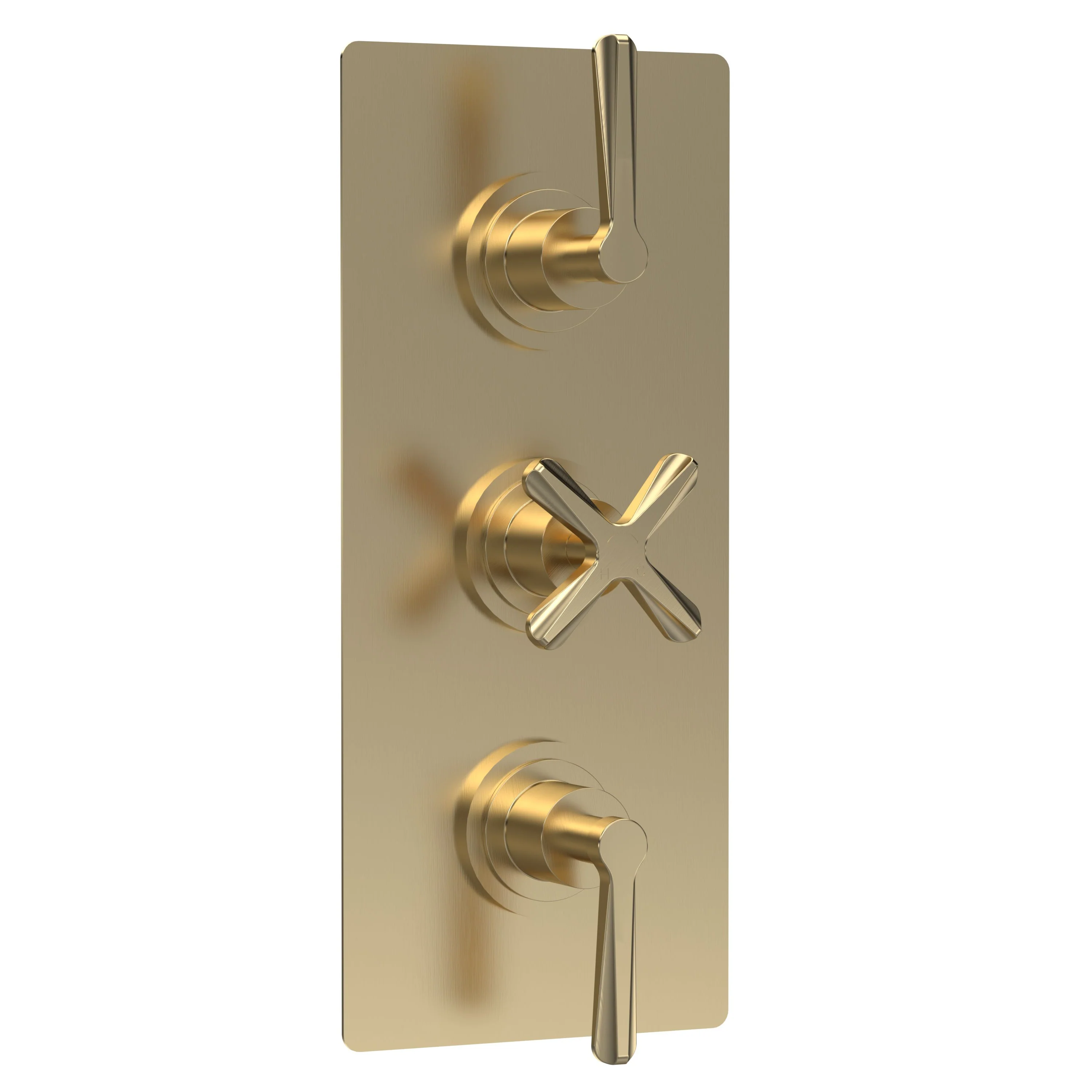 Aztec Triple Thermostatic Shower Valve With Diverter - Brushed Brass