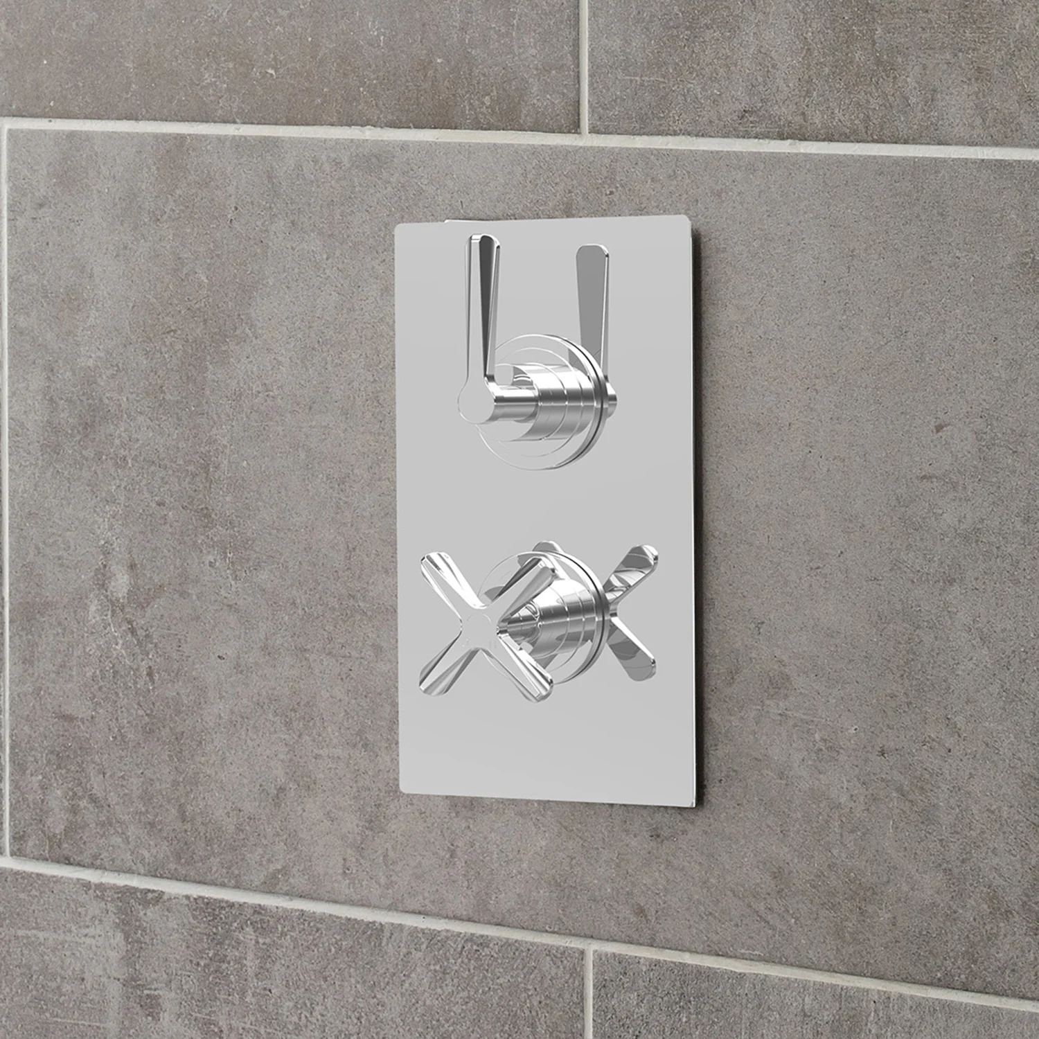 Aztec Twin Thermostatic Shower Valve - Chrome