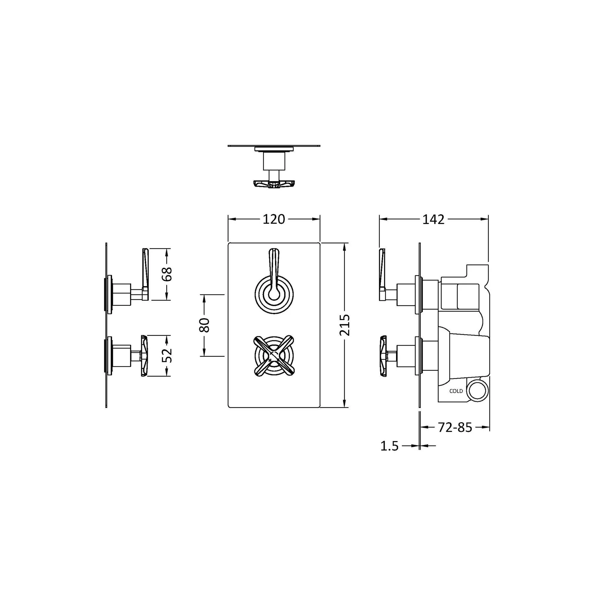 Aztec Twin Thermostatic Shower Valve - Chrome - Image 3