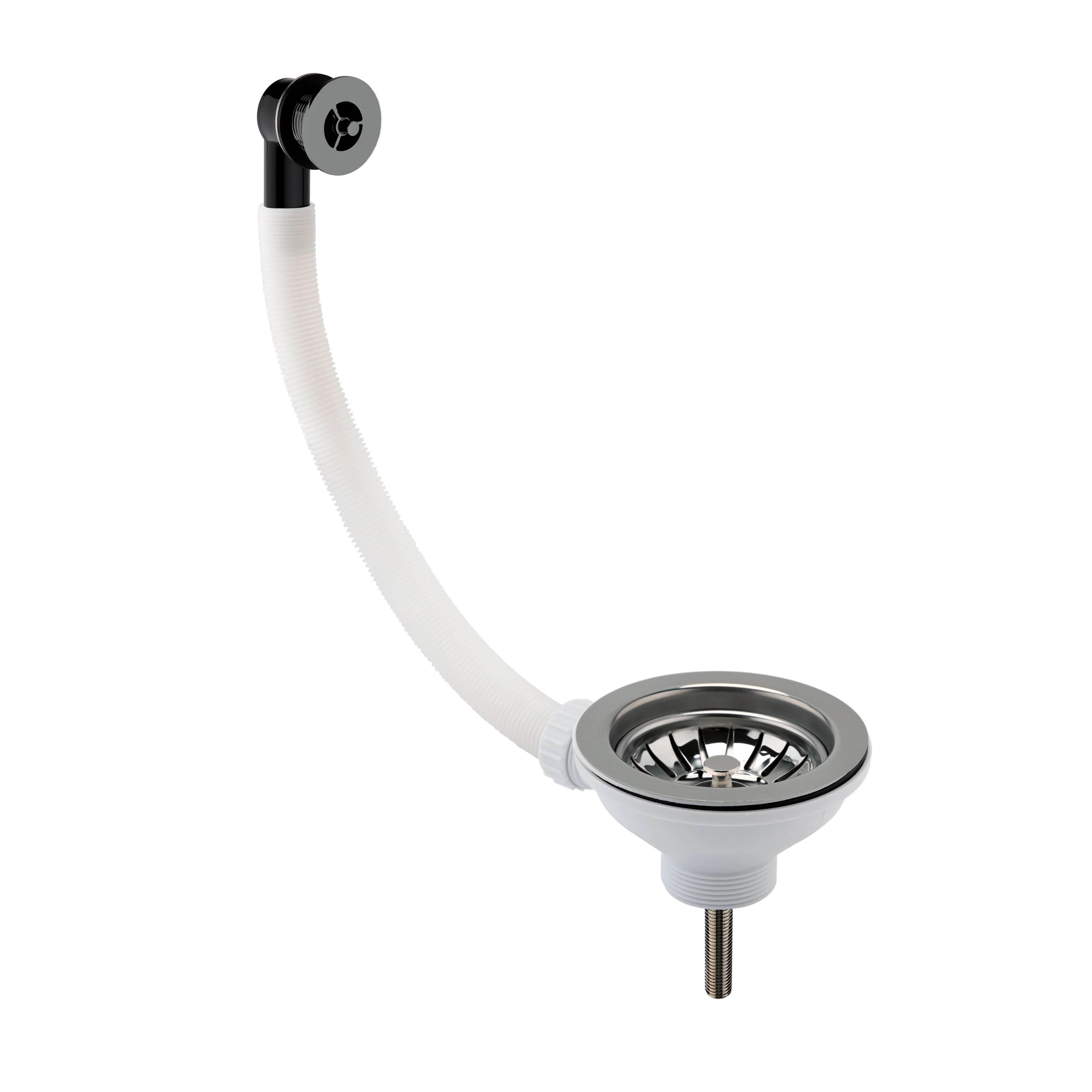 Basket Stainer Waste with Round Overflow - Brushed Nickel