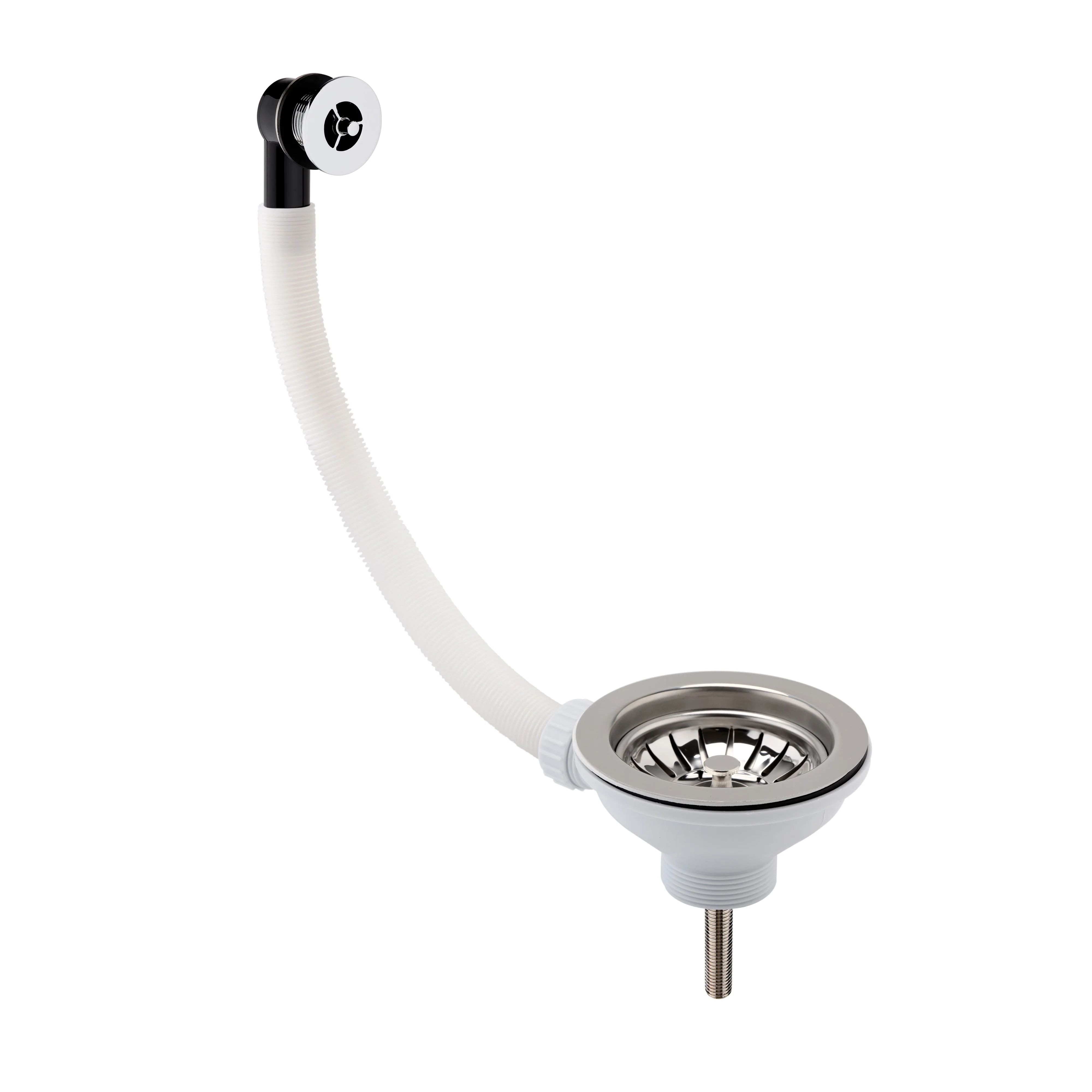 Basket Stainer Waste with Round Overflow - Chrome