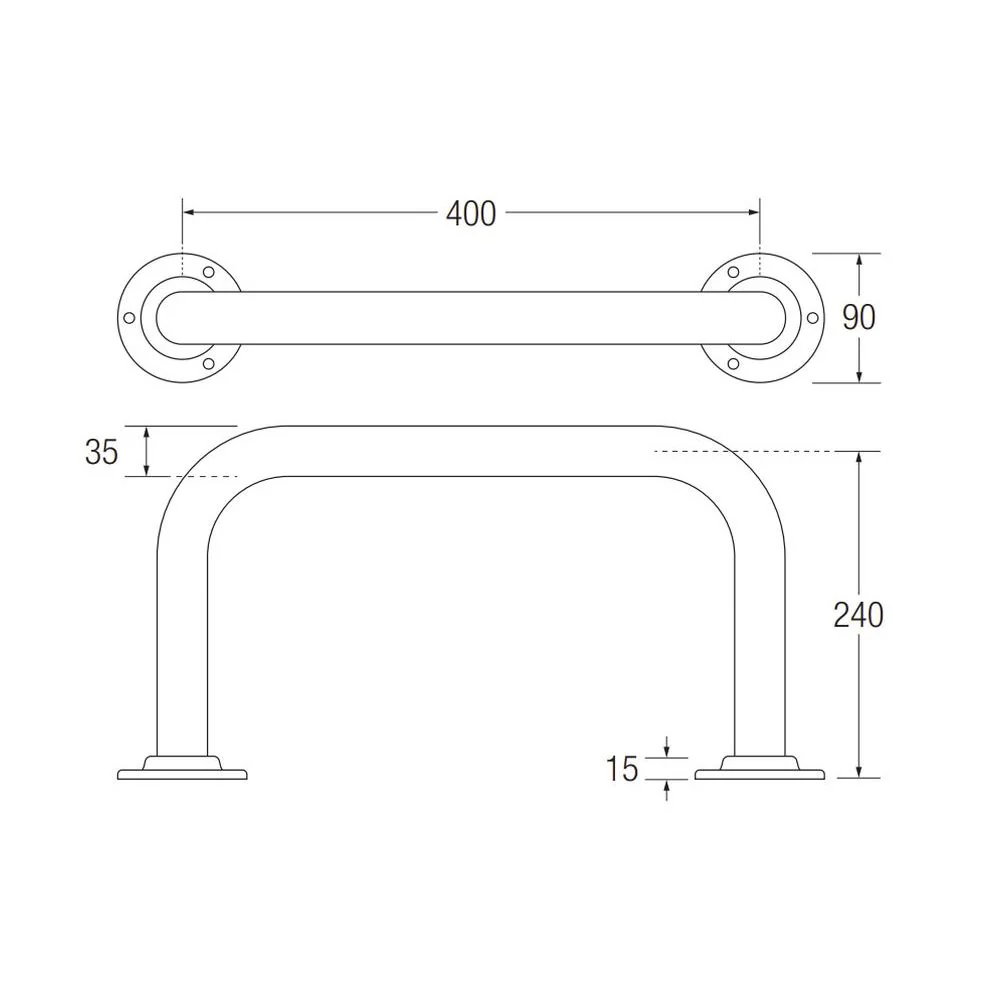 BATHEX Backrest Stainless Steel White 35 x 240 x 400 x 240 - Image 2