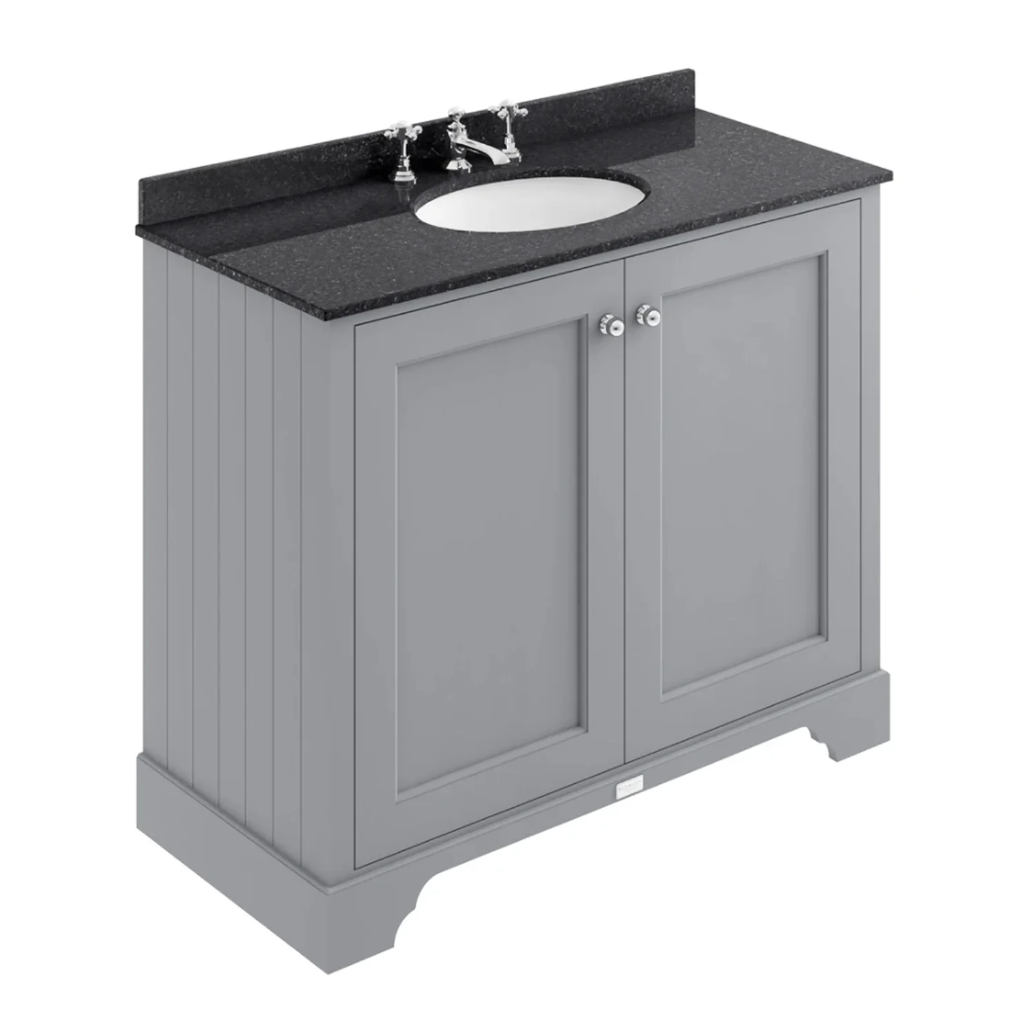 Bayswater 1000mm 2-Door Floor Standing Basin Cabinet - Plummett Grey - Image 2