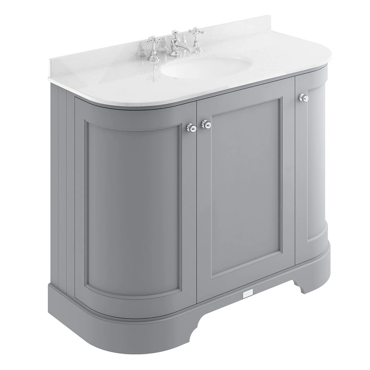 Bayswater 1000mm 3-Door Floor Standing Curved Basin Cabinet - Plummett Grey - Image 4