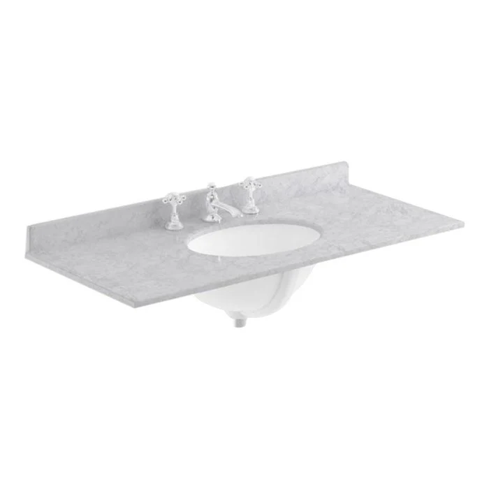 Bayswater 1000mm Vanity & Single Bowl Marble Top - Pointing White - Image 2