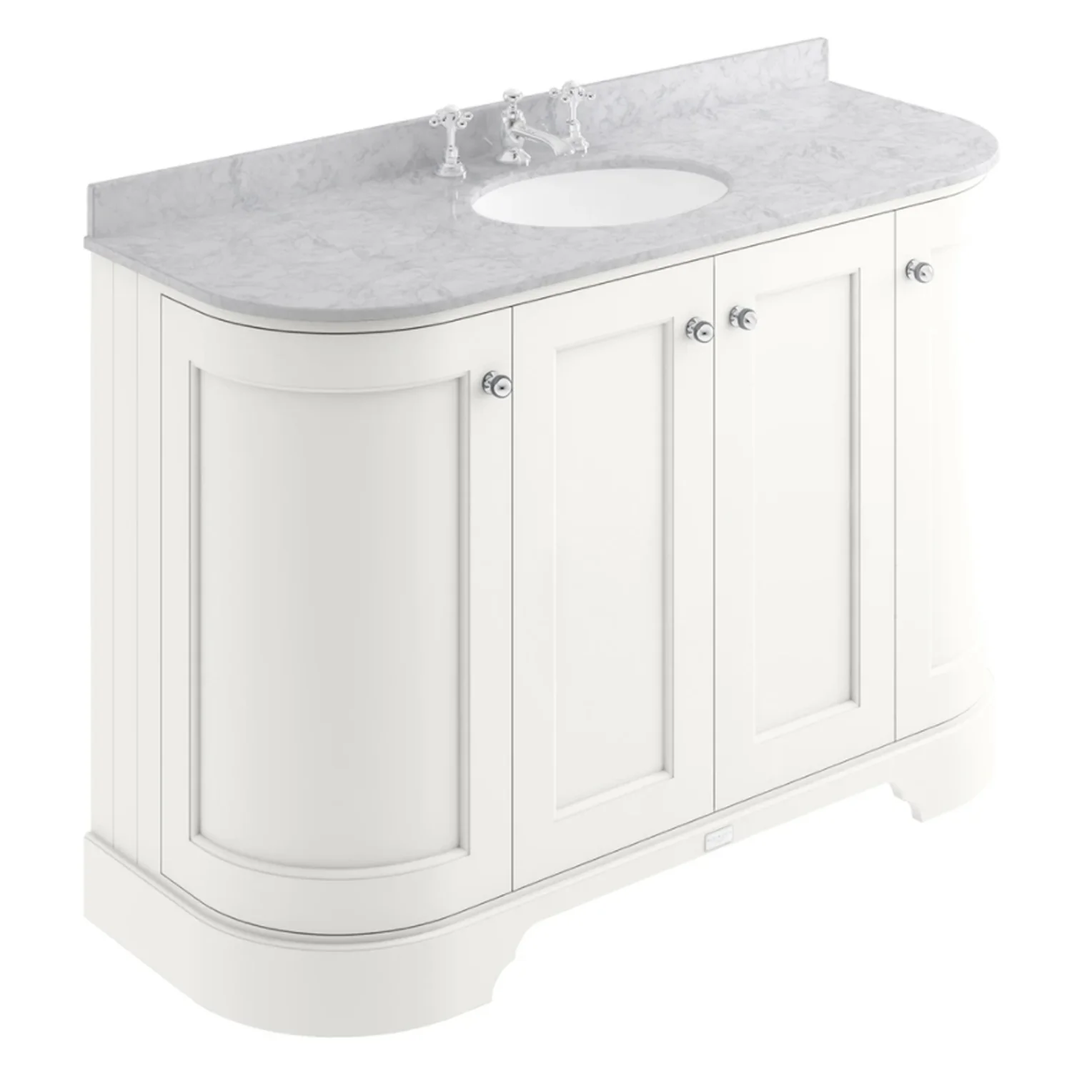 Bayswater 1200mm 4-Door Floor Standing Curved Basin Cabinet - Pointing White - Image 6