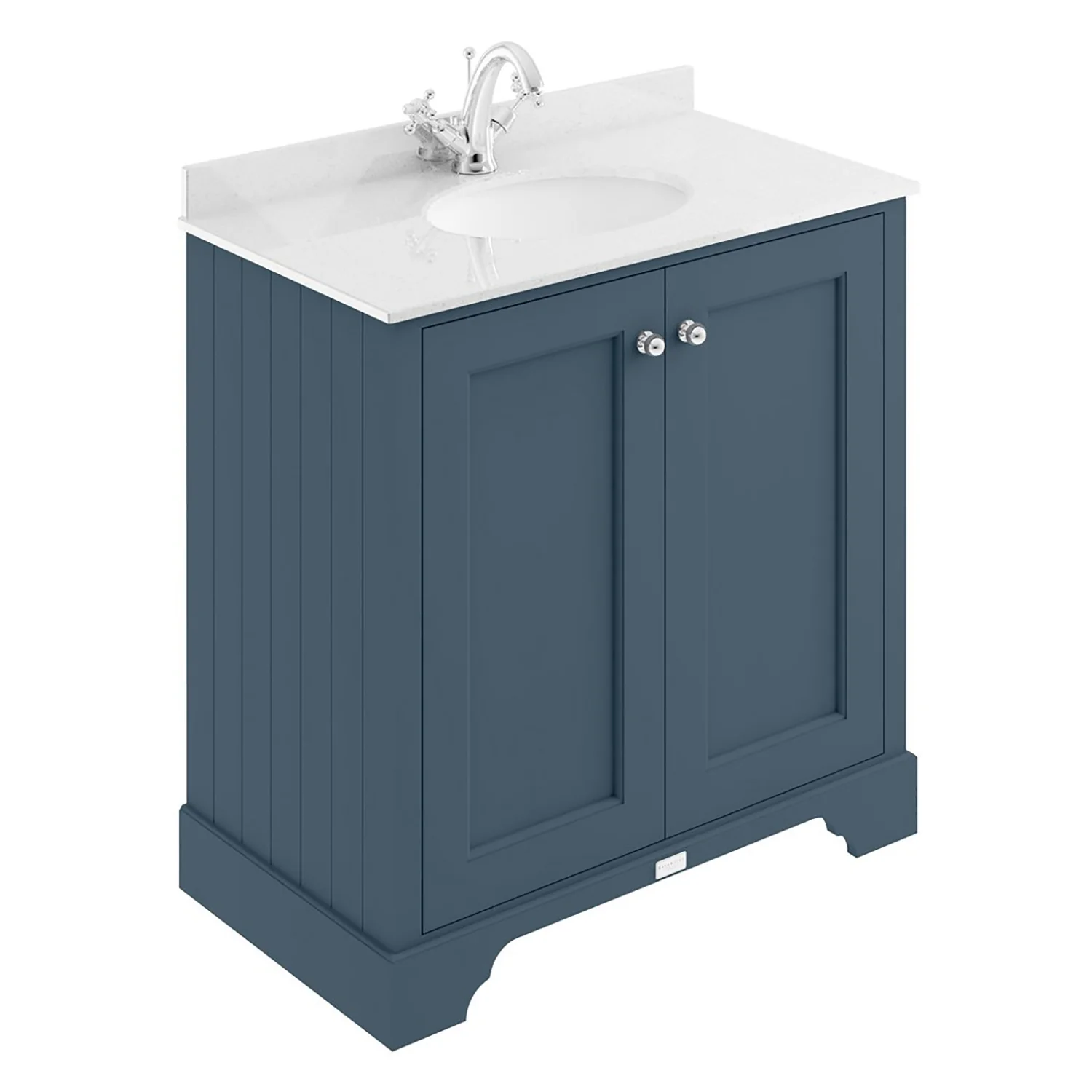 Bayswater 800mm 2-Door Floor Standing Basin Cabinet - Stiffkey Blue - Image 3