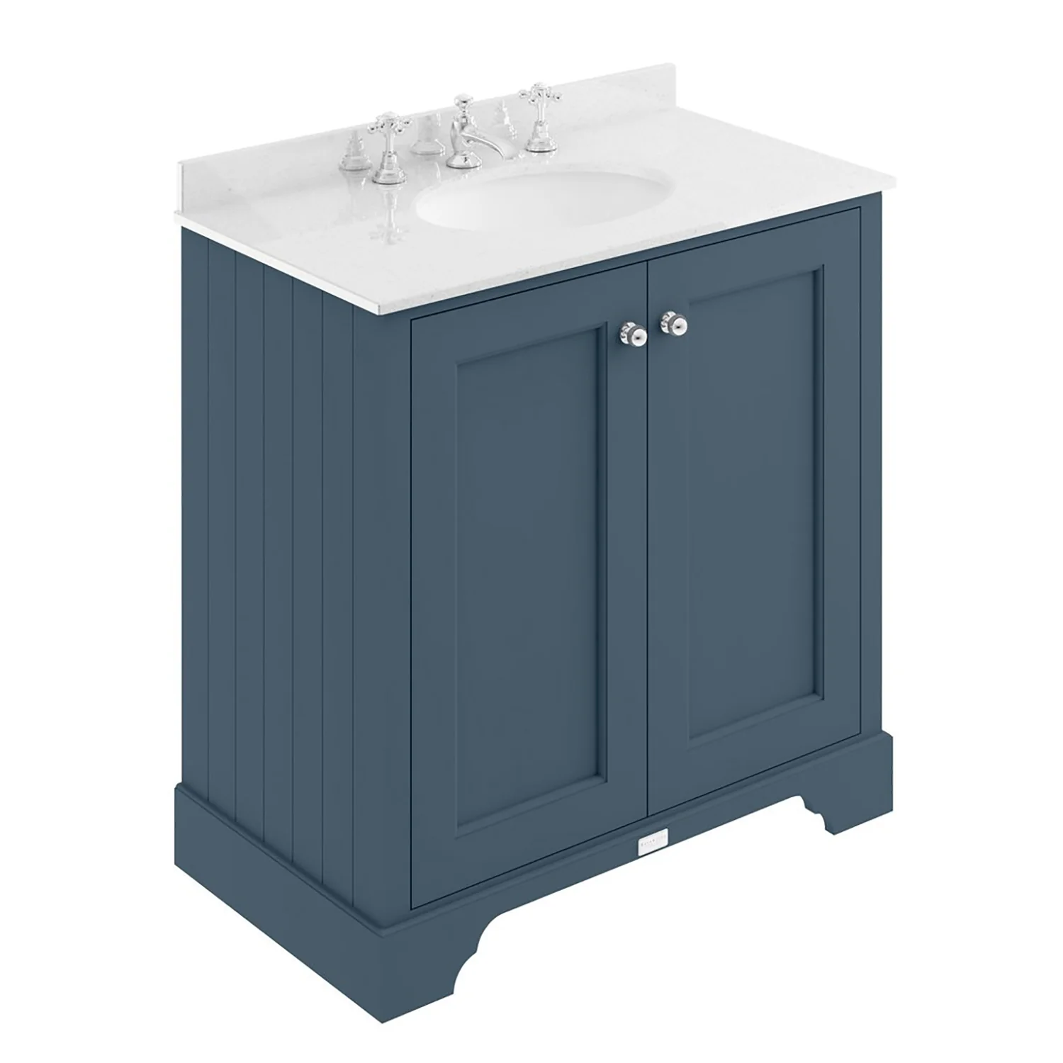 Bayswater 800mm 2-Door Floor Standing Basin Cabinet - Stiffkey Blue - Image 4