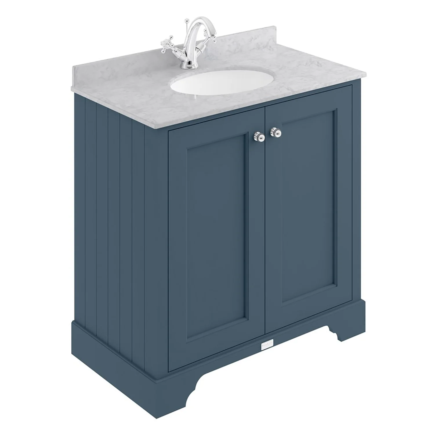 Bayswater 800mm 2-Door Floor Standing Basin Cabinet - Stiffkey Blue - Image 5