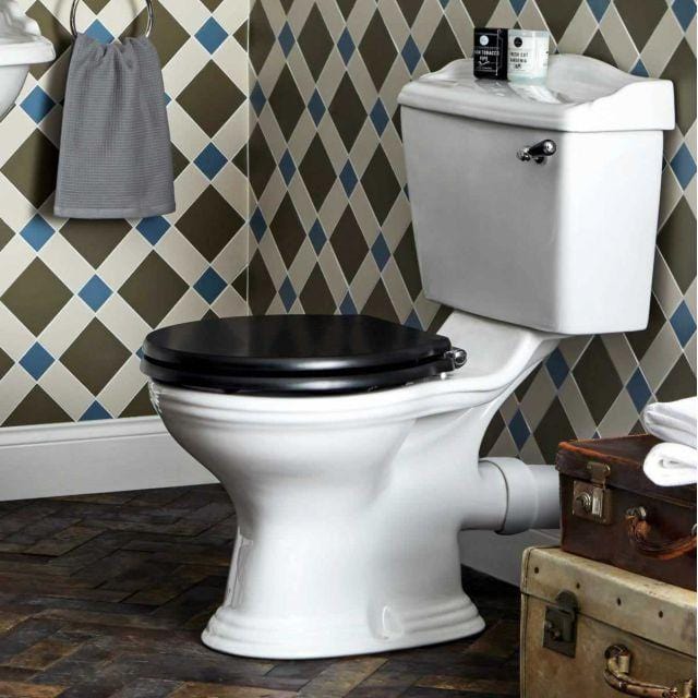Bayswater Porchester Close Coupled Toilet With Black Lever