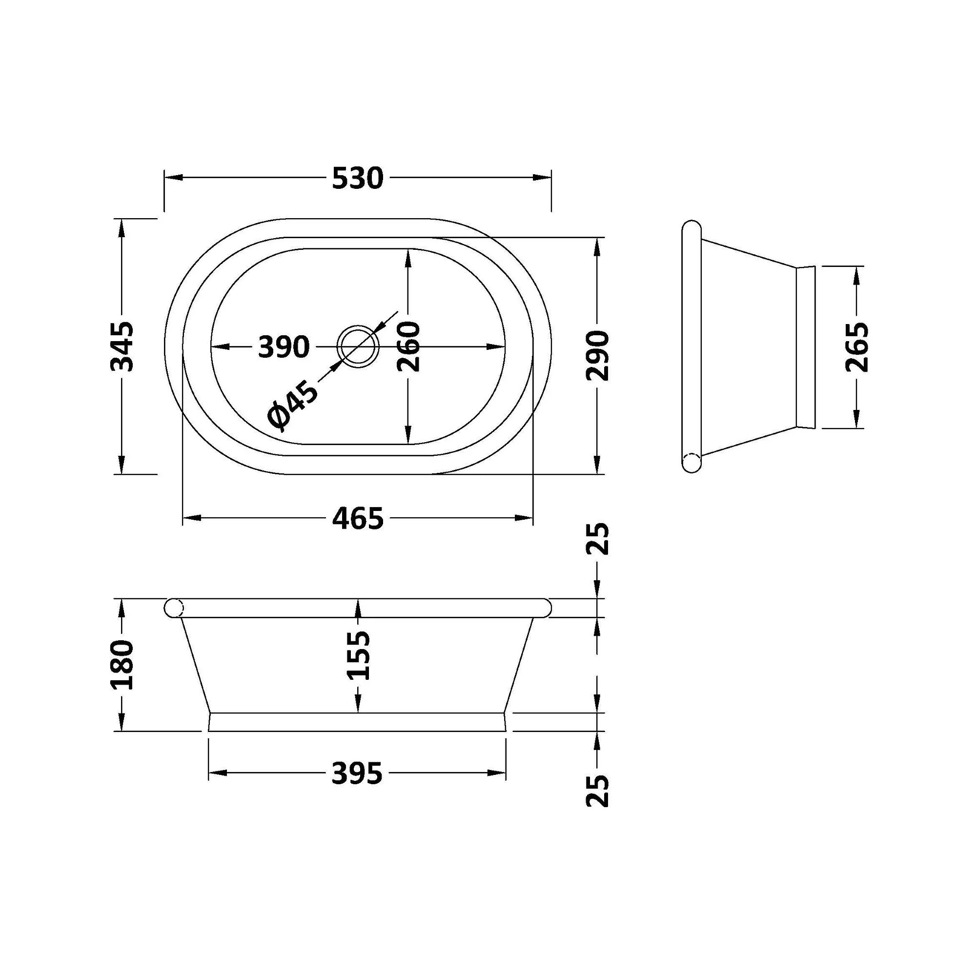 BC Designs Countertop Basin 530 x 345mm - Brass - Image 3