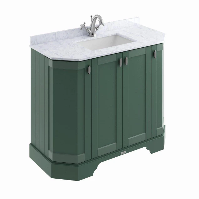 Bayswater Victrion 4-Door Angled Vanity Unit 1000mm Wide - Forest Green (Excluding Basin) - Image 2