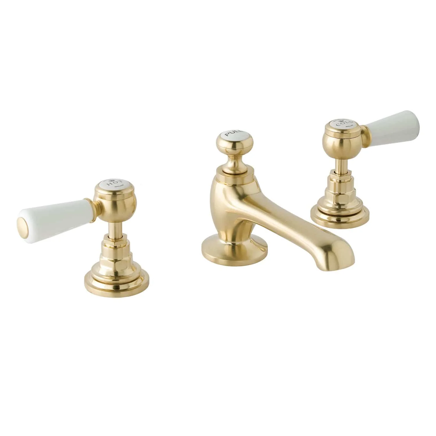BC Designs Victrion Lever 3 Tap Hole Basin Mixer - Brushed Gold - Image 2