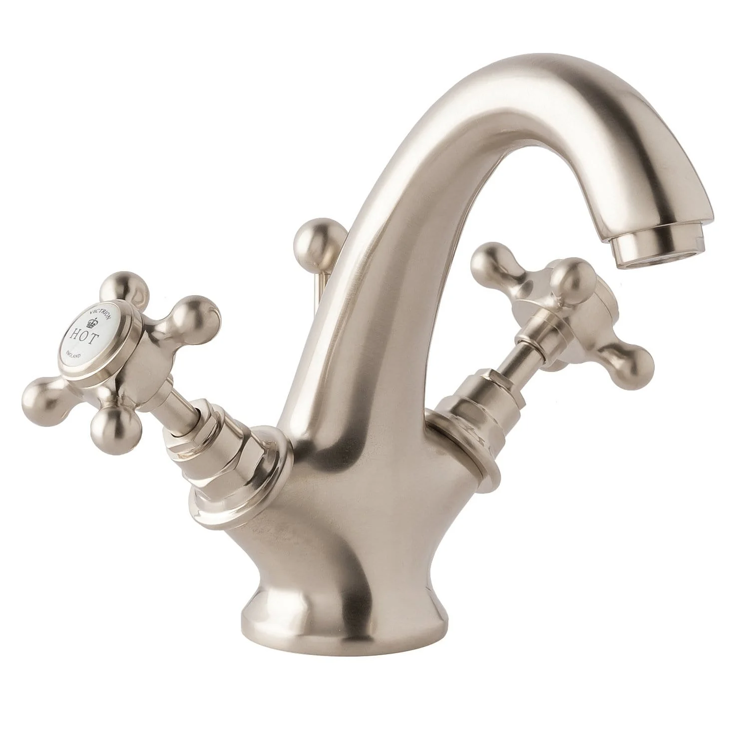 BC Designs Victrion Brushed Nickel Crosshead Mono Basin Mixer