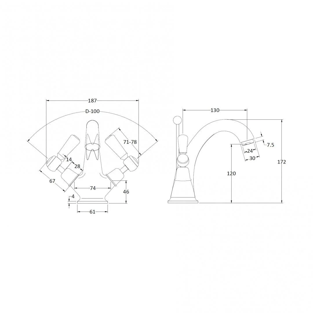 BC Designs Victrion Gold Crosshead Mono Basin Mixer - Image 4