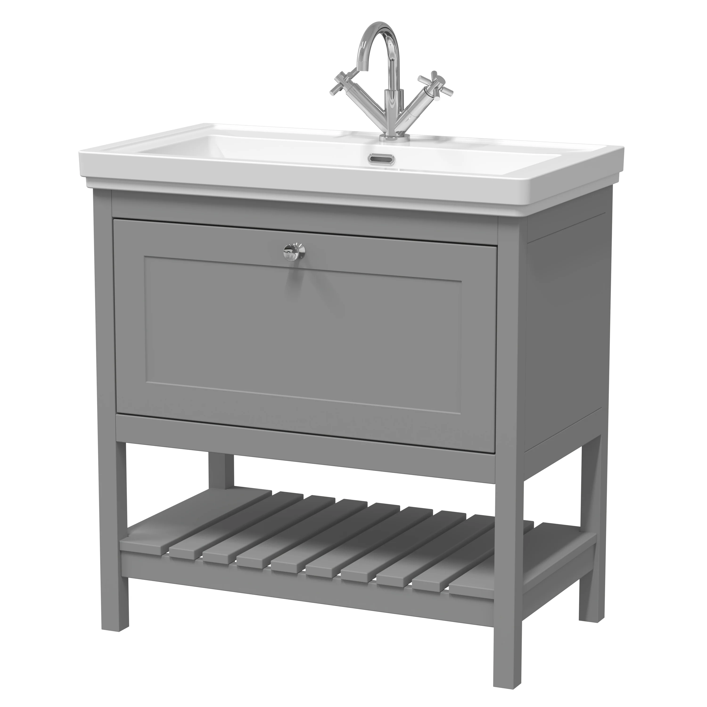 Bexley 800mm Floor Standing Vanity & Basin 1TH - Cool Grey