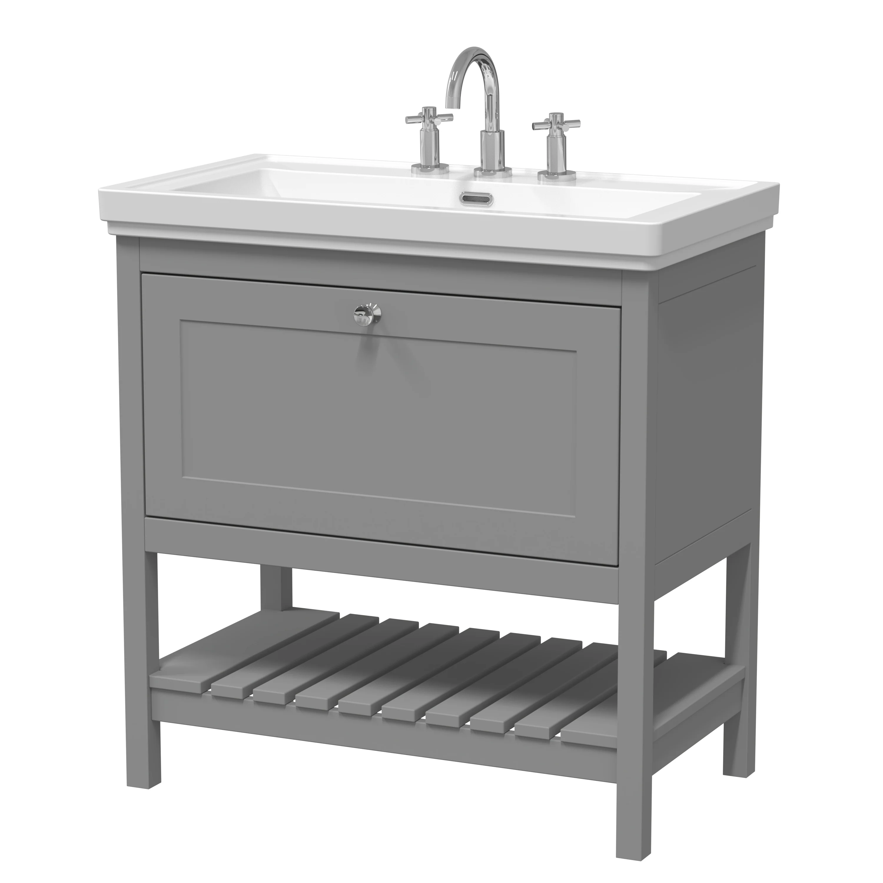 Bexley 800mm Floor Standing Vanity & Basin 3TH - Cool Grey