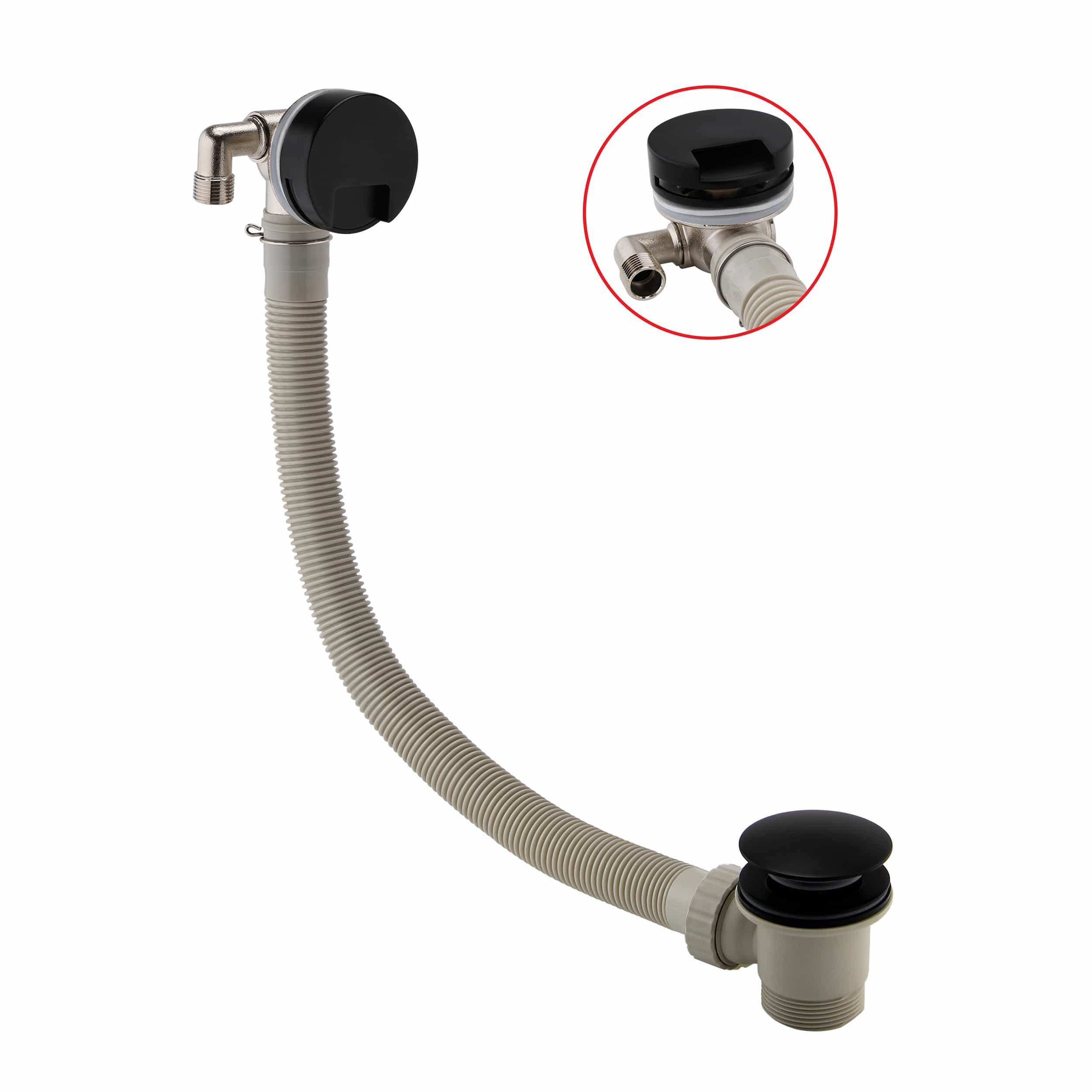Black Bath Filler & Overflow with Sprung Waste