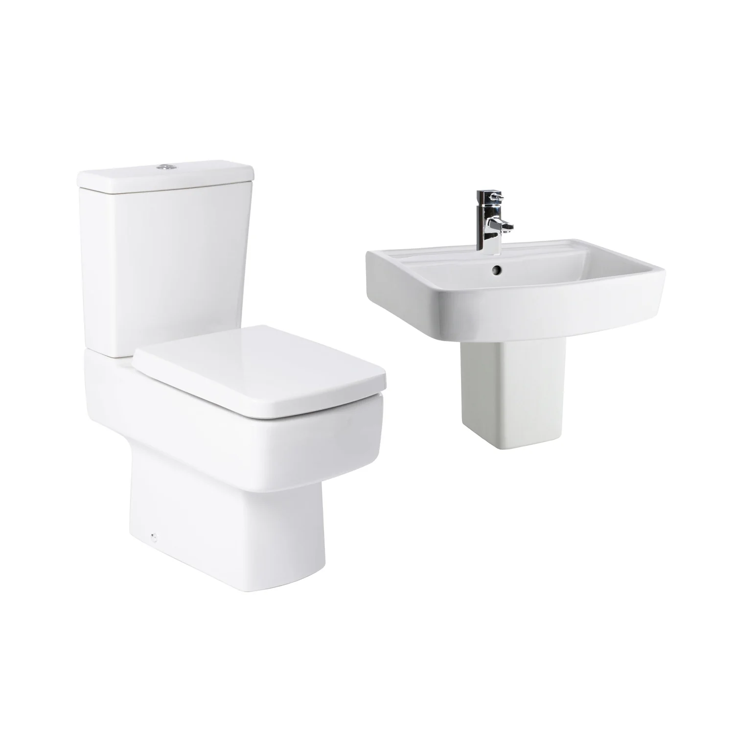 Bliss Close Coupled Toilet & 520mm Semi Pedestal Basin