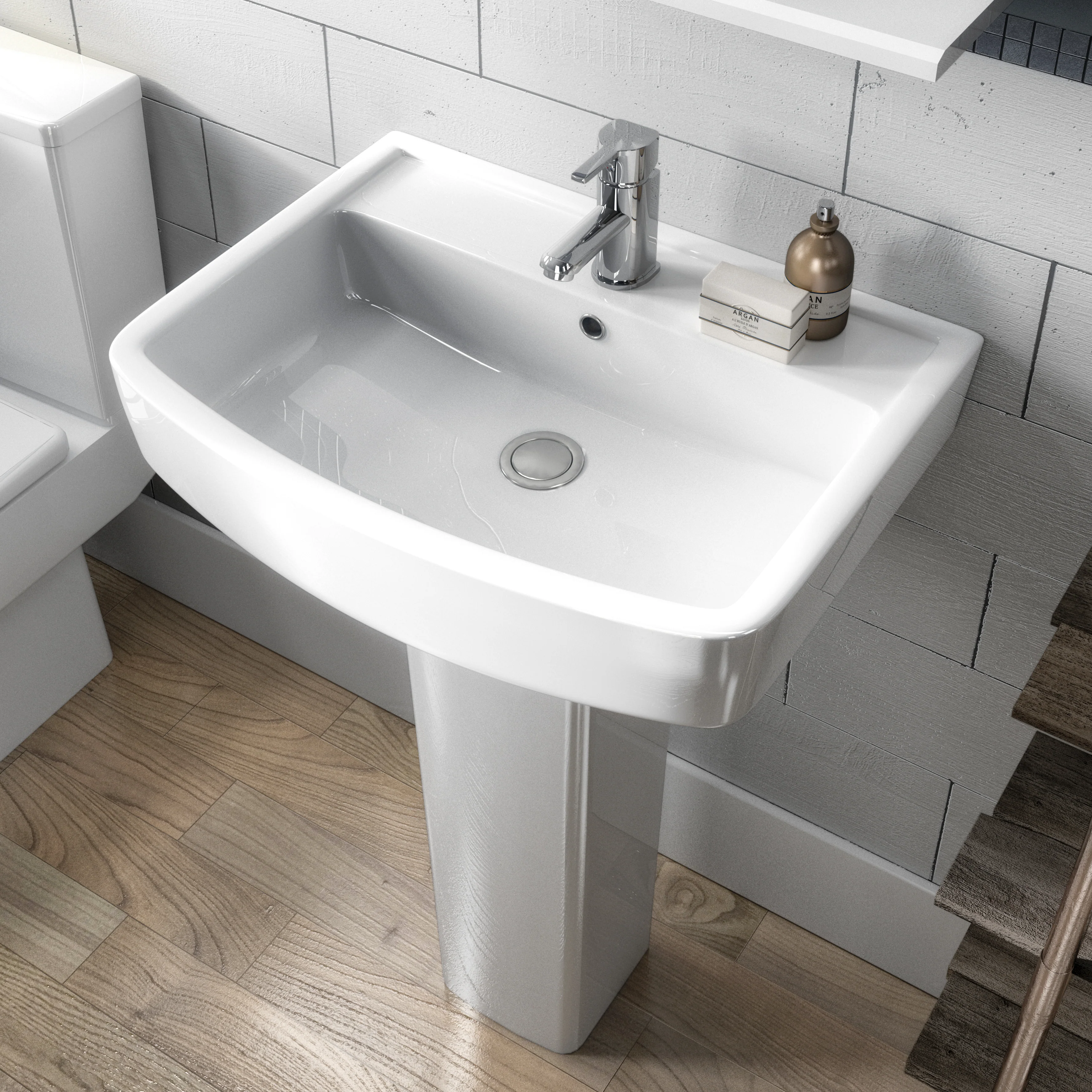 Nuie Bliss 520mm Basin & Semi Pedestal - White - Image 3