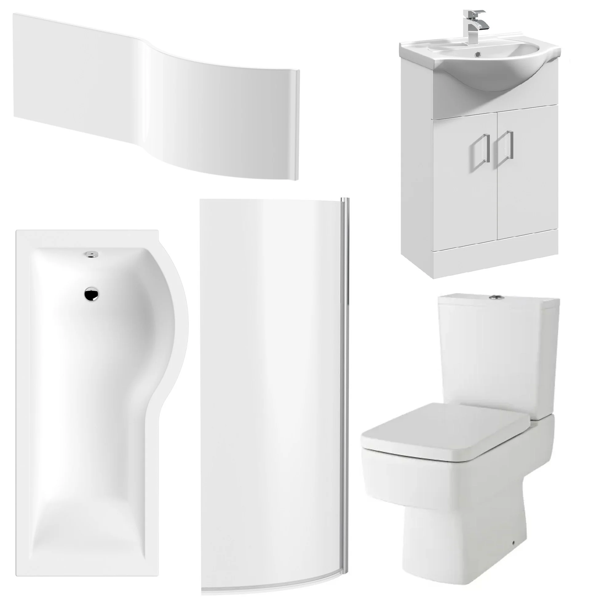 Bliss Vanity 1500mm P Shape Shower Bathroom Suite - Image 2