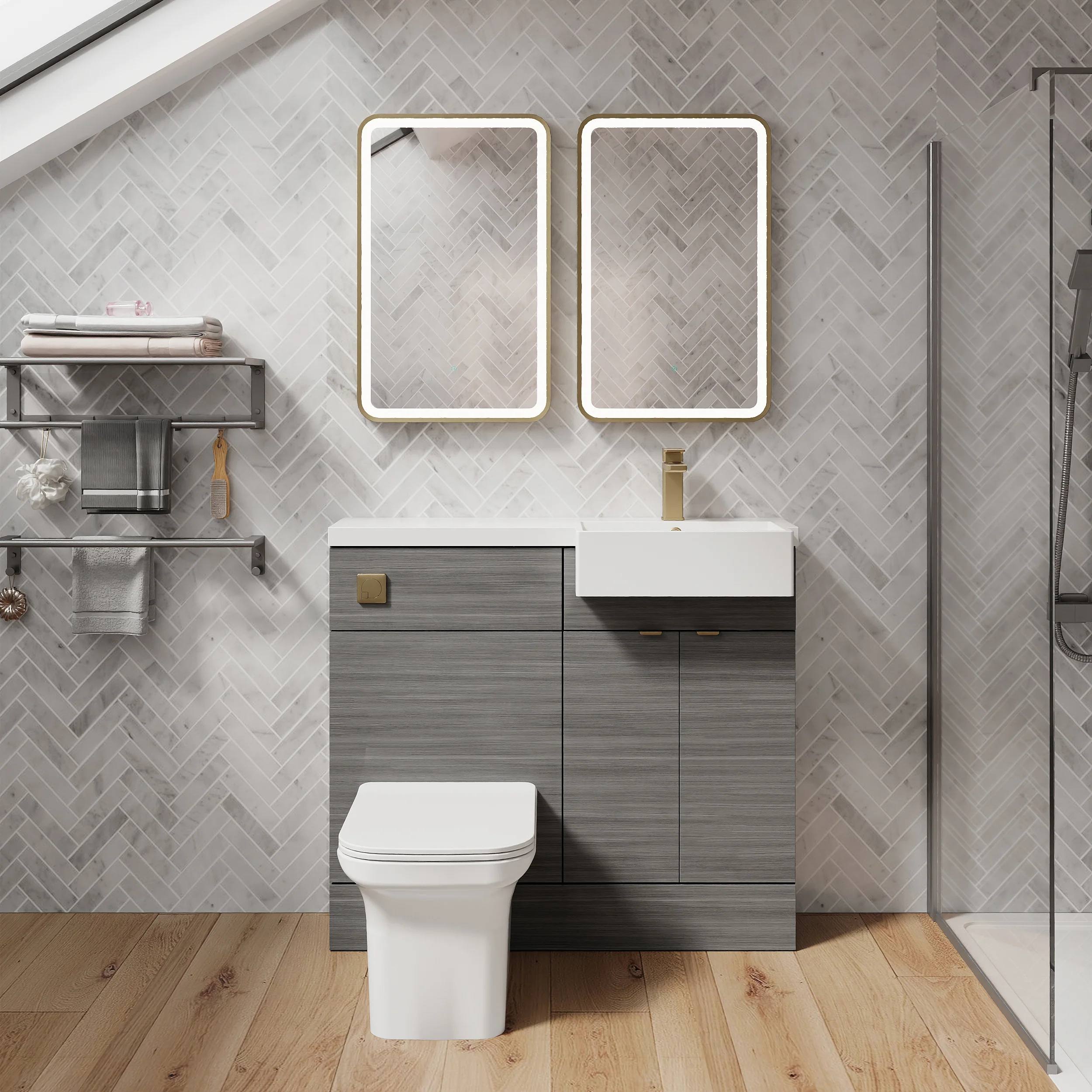 Bradwell 1100mm Combination Unit Anthracite Woodgrain & Semi Recessed Square Basin - Image 13